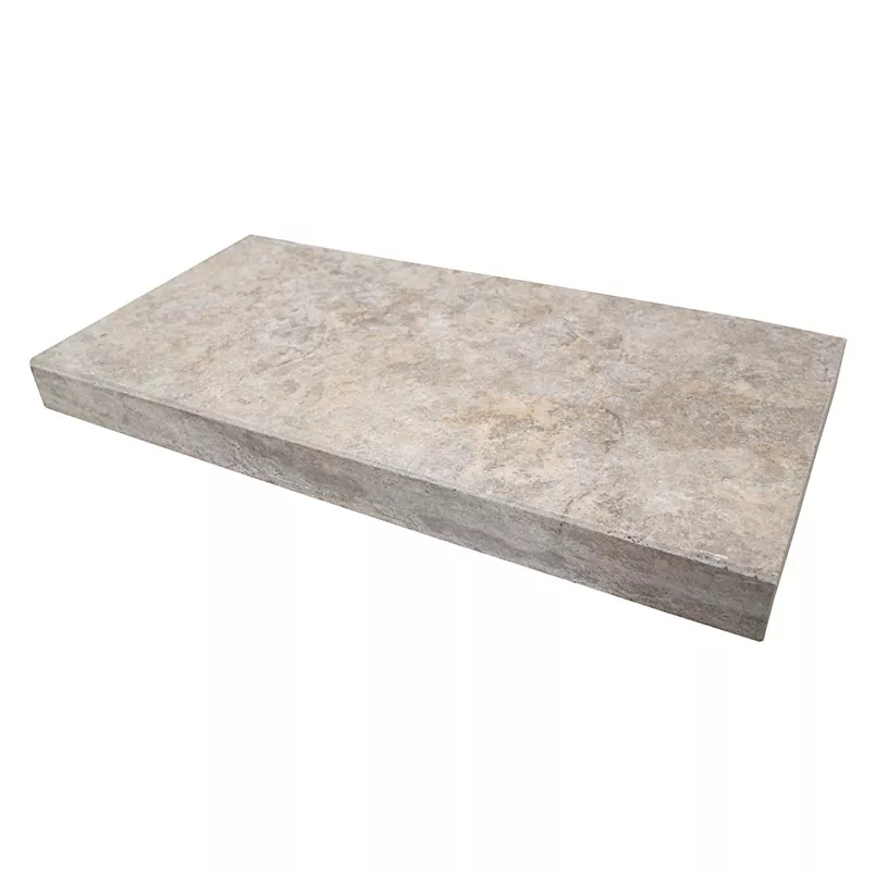 Tuscany Silver Travertine Coping 16X24X2" Brushed-Eased Edges material