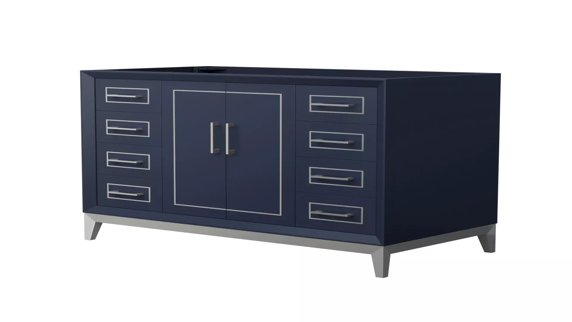 Marlena 42 Inch Single Bathroom Vanity in Dark Blue, No Countertop, No Sink, Brushed Nickel Trim material