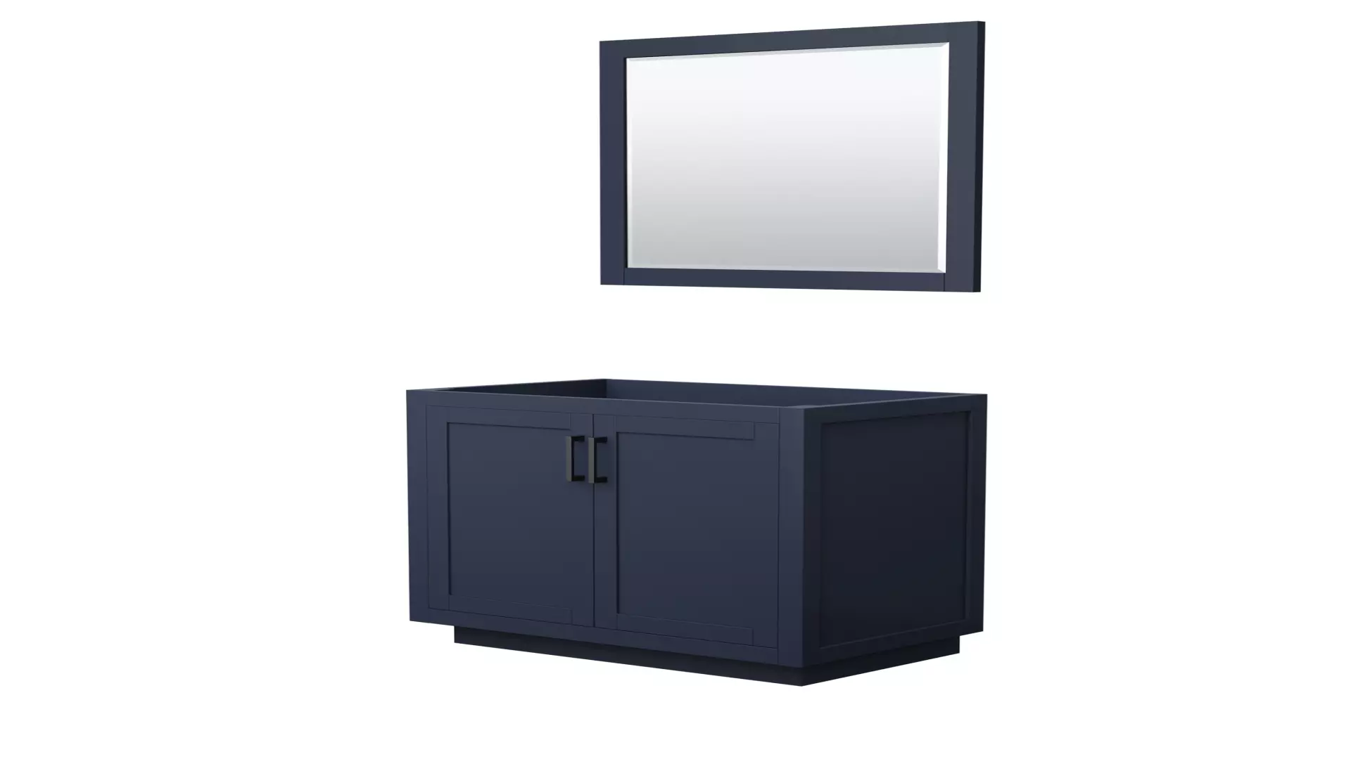 Miranda 36 Inch Single Bathroom Vanity in Dark Blue, No Countertop, No Sink, Matte Black Trim, 34 Inch Mirror material