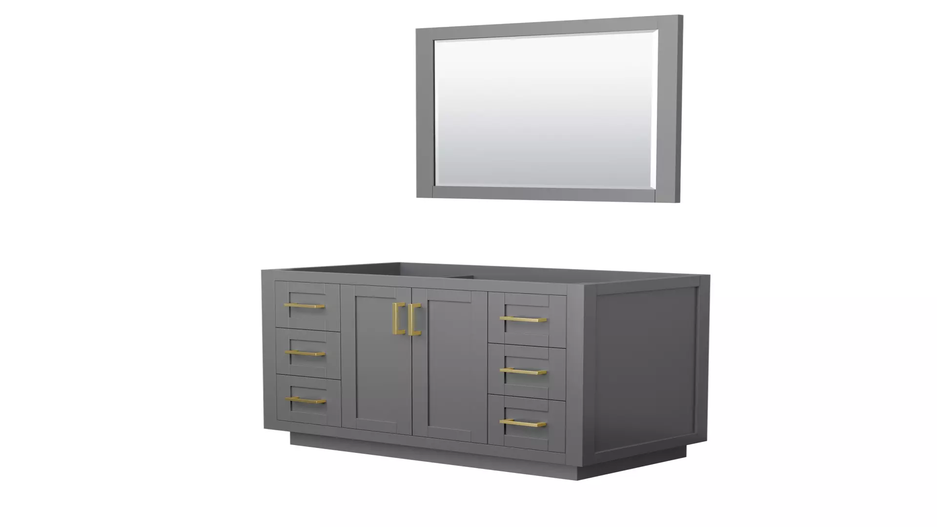Miranda 42 Inch Single Bathroom Vanity in Dark Gray, No Countertop, No Sink, Brushed Gold Trim, 34 Inch Mirror material