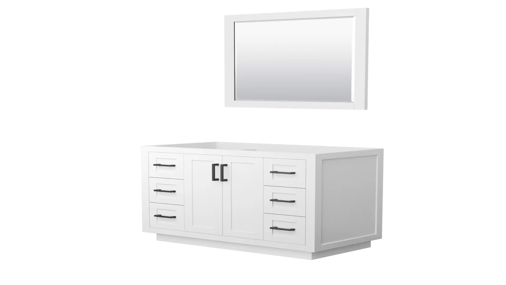 Miranda 42 Inch Single Bathroom Vanity in White, No Countertop, No Sink, Matte Black Trim, 34 Inch Mirror material