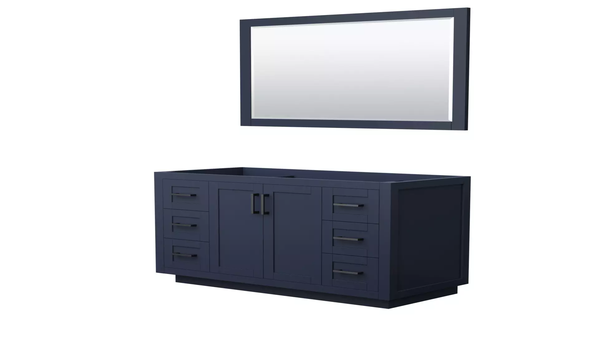 Miranda 48 Inch Single Bathroom Vanity in Dark Blue, No Countertop, No Sink, Matte Black Trim, 46 Inch Mirror material