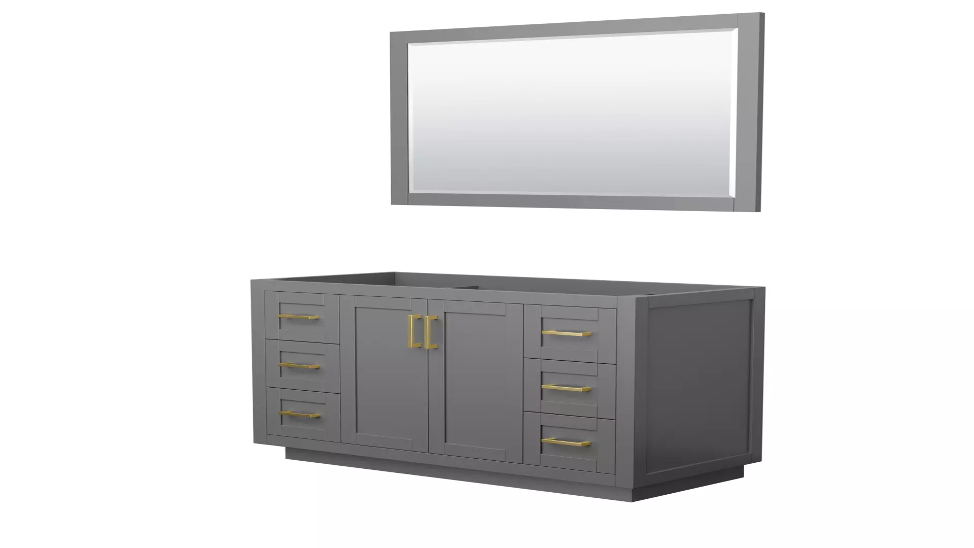 Miranda 48 Inch Single Bathroom Vanity in Dark Gray, No Countertop, No Sink, Brushed Gold Trim, 46 Inch Mirror material