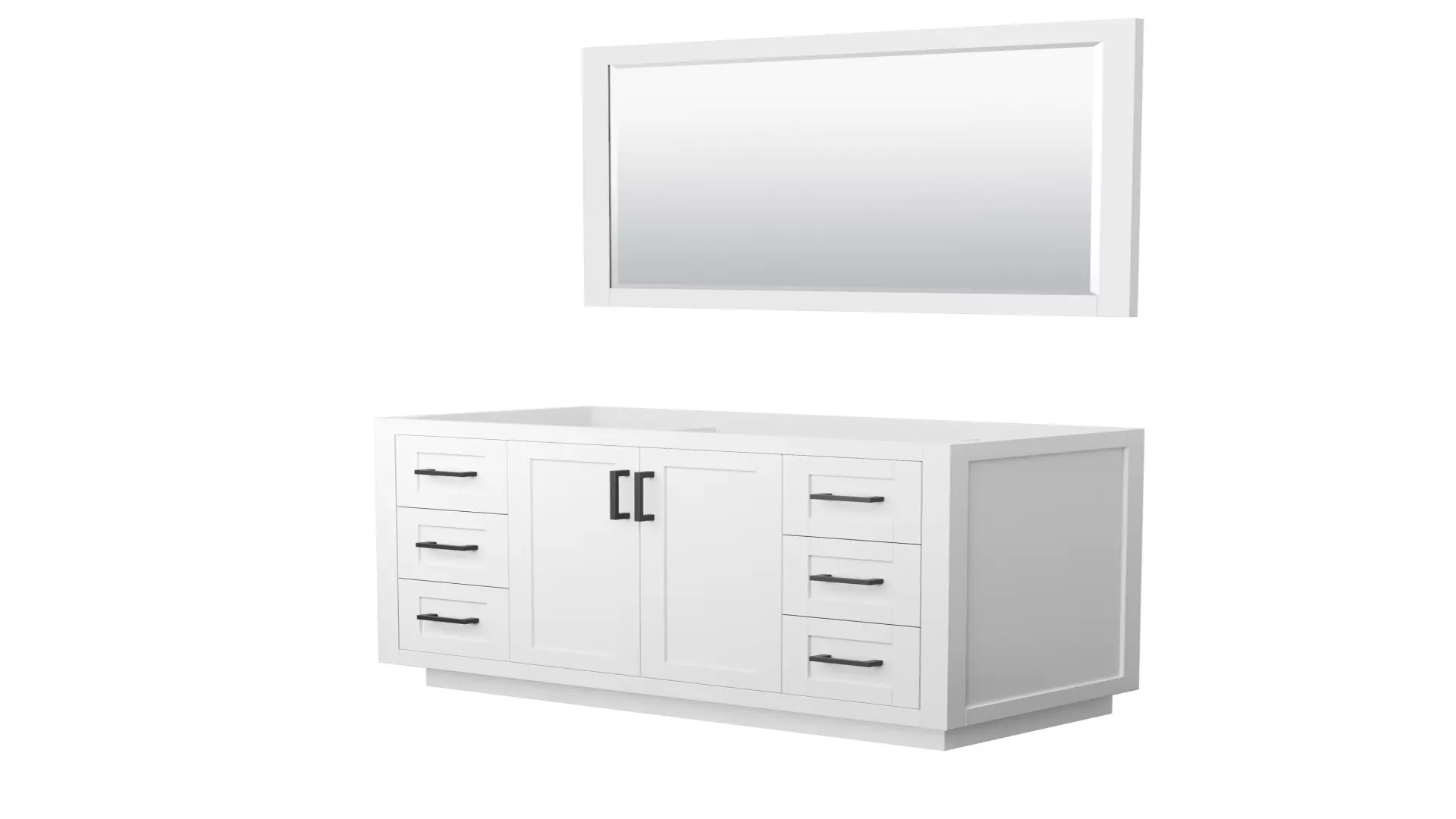 Miranda 48 Inch Single Bathroom Vanity in White, No Countertop, No Sink, Matte Black Trim, 46 Inch Mirror material