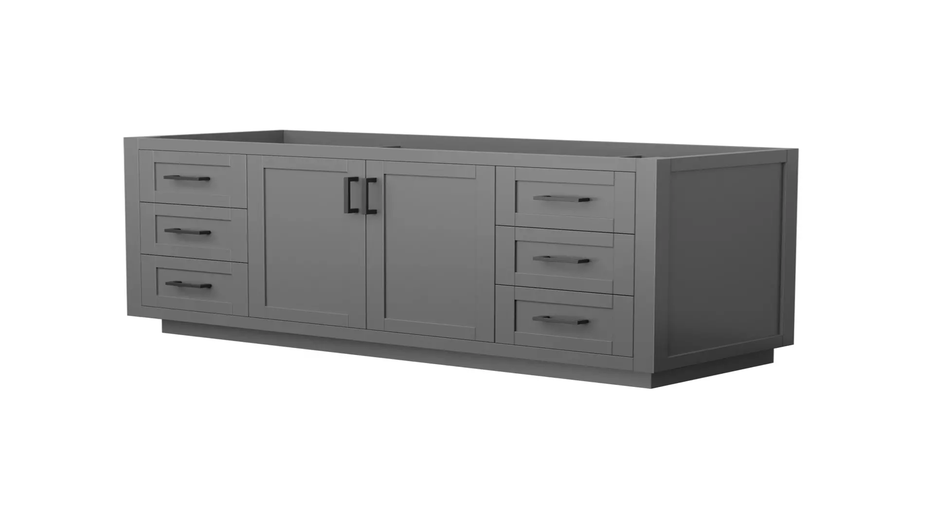 Miranda 60 Inch Single Bathroom Vanity in Dark Gray, No Countertop, No Sink, Matte Black Trim material