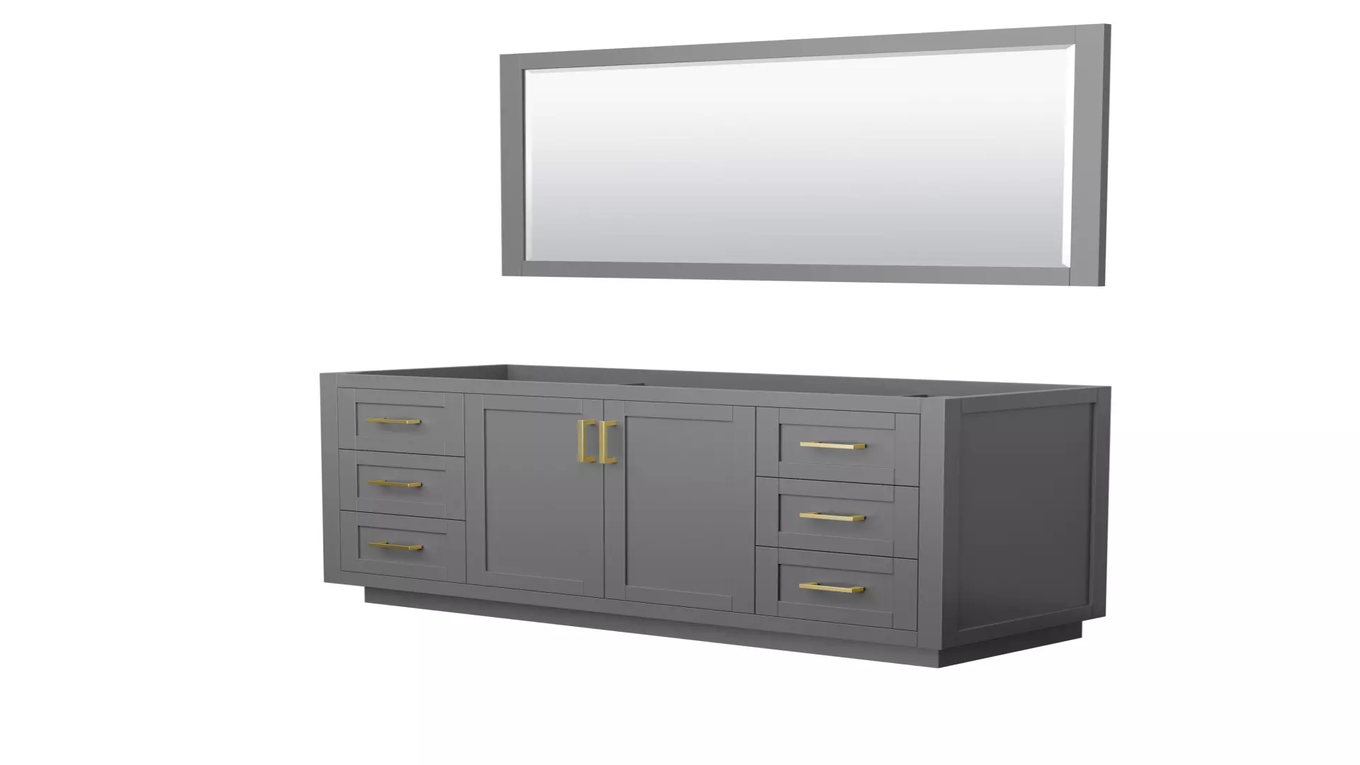 Miranda 60 Inch Single Bathroom Vanity in Dark Gray, No Countertop, No Sink, Brushed Gold Trim, 58 Inch Mirror material