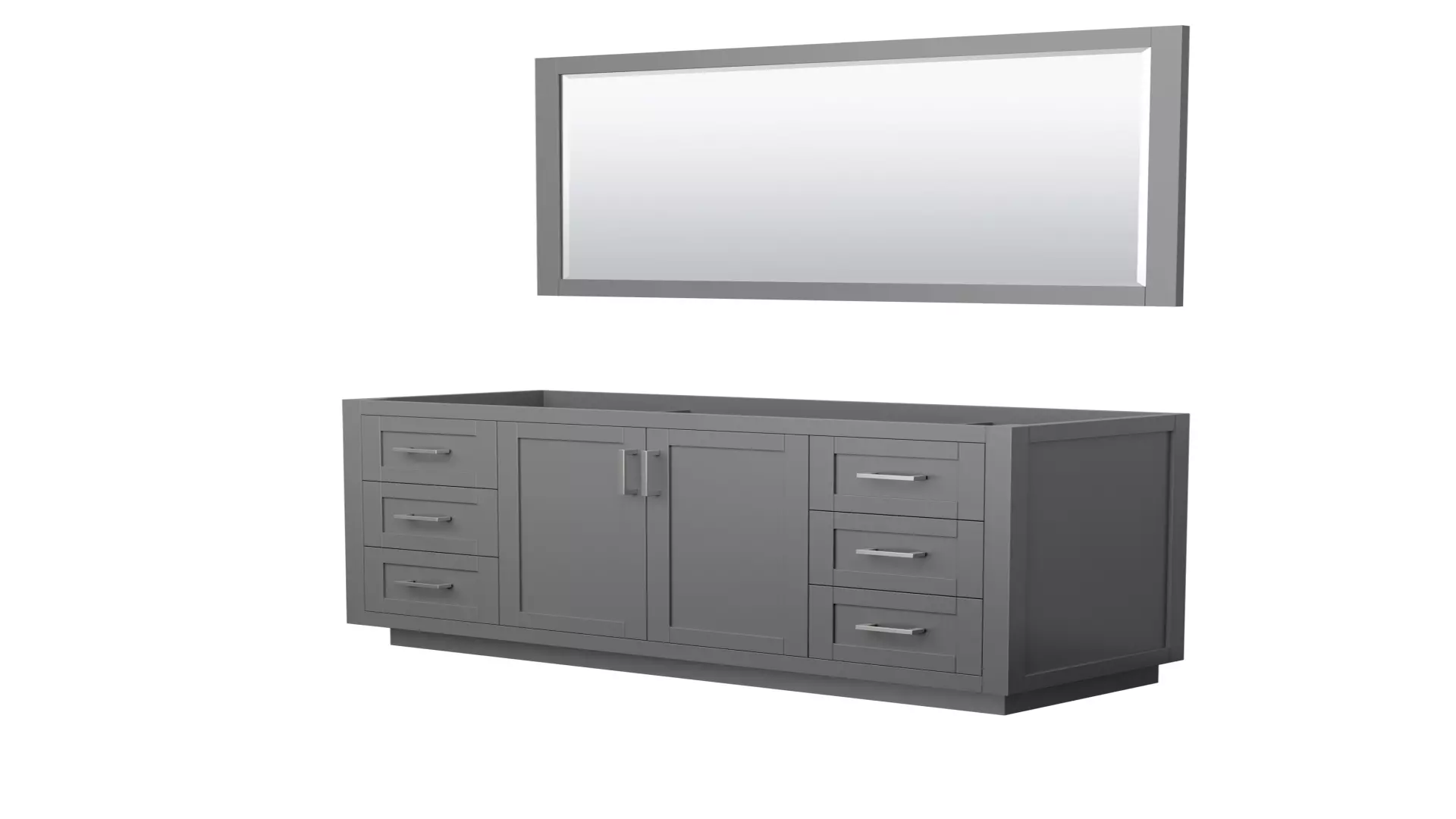 Miranda 60 Inch Single Bathroom Vanity in Dark Gray, No Countertop, No Sink, Brushed Nickel Trim, 58 Inch Mirror material