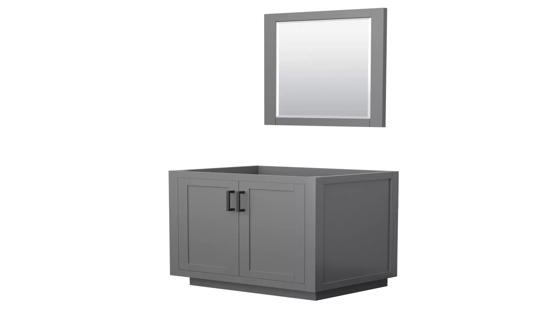 Miranda 30 Inch Single Bathroom Vanity in Dark Gray, No Countertop, No Sink, Matte Black Trim, 24 Inch Mirror material