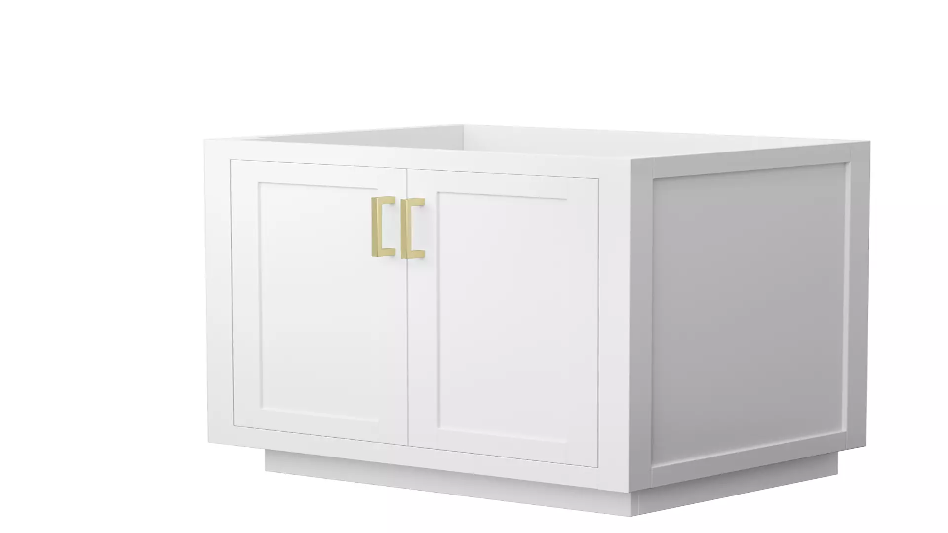 Miranda 30 Inch Single Bathroom Vanity in White, No Countertop, No Sink, Brushed Gold Trim material
