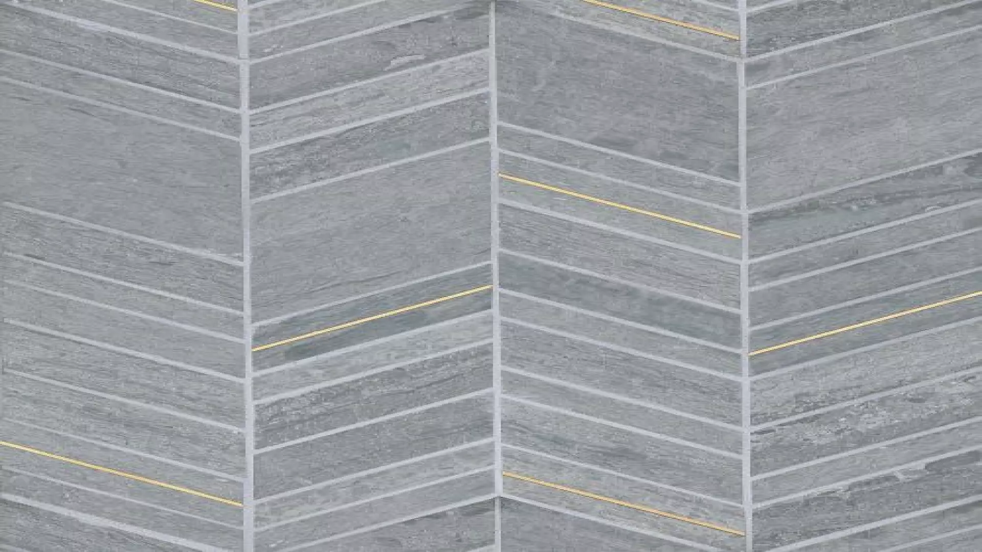 Ferrara Honed Chevron Marble Mosaic Tile With Brass In Argento material