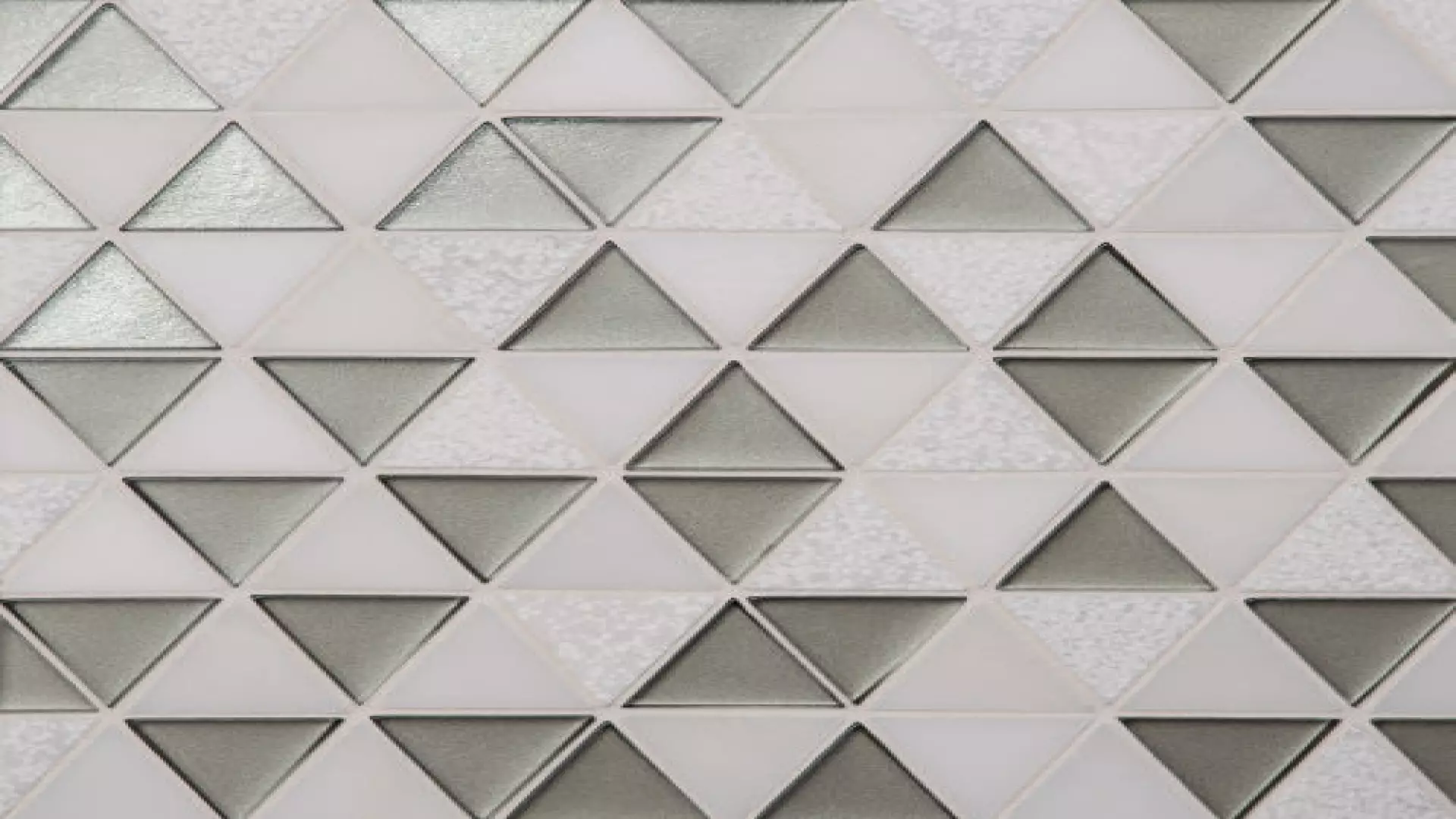 Kaikos 1.75" Triangle Glass And Stone Mosaic In Gray And Oriental White material