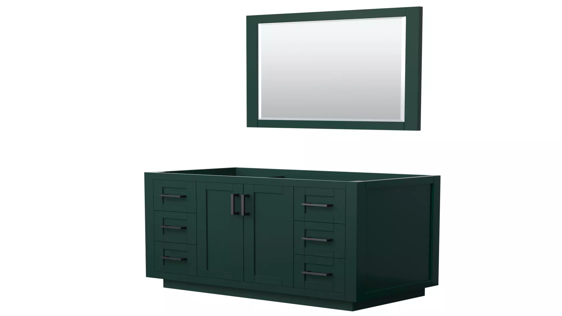 Miranda 42 Inch Single Bathroom Vanity in Green, No Countertop, No Sink, Matte Black Trim, 34 Inch Mirror material