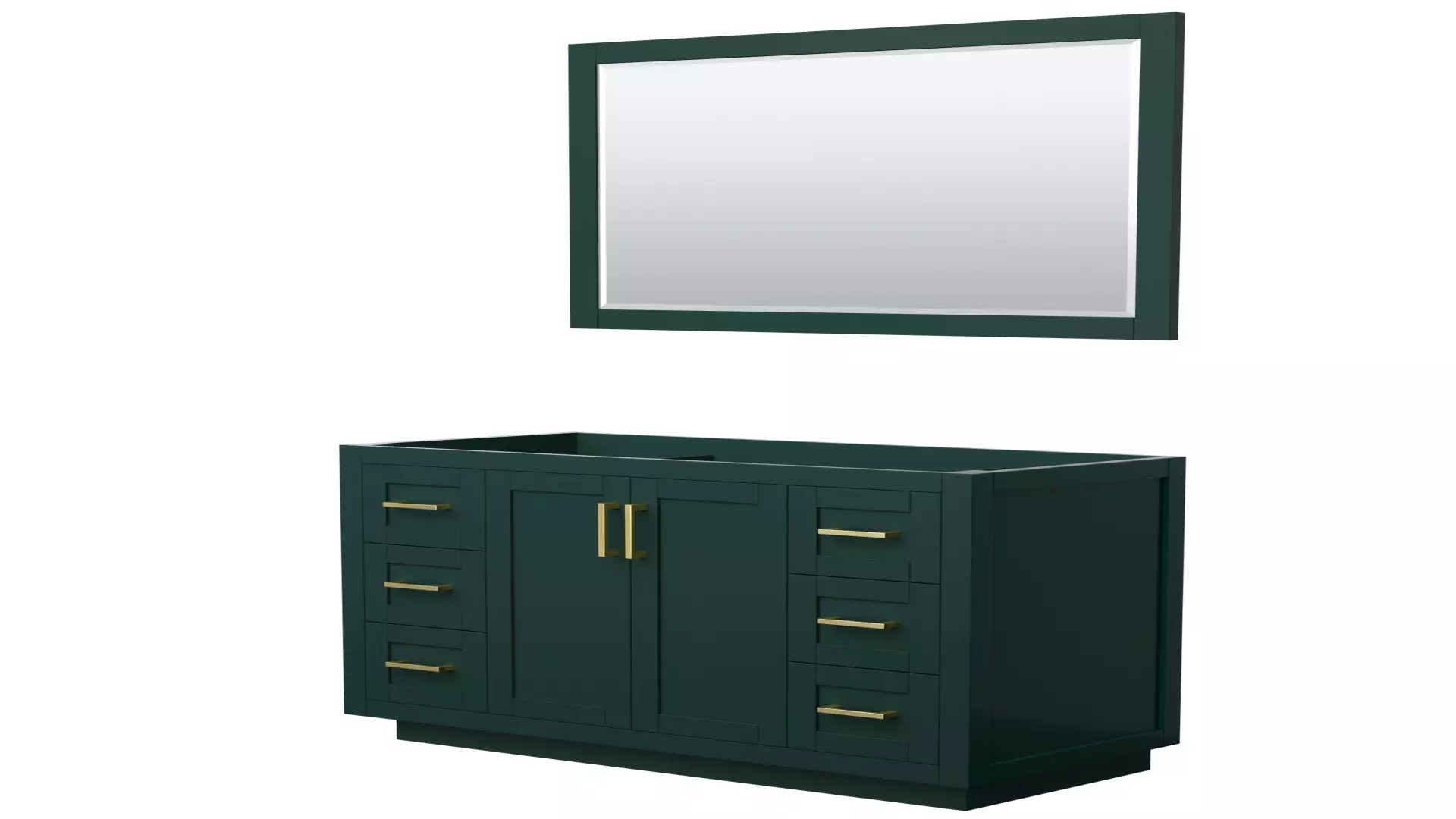 Miranda 48 Inch Single Bathroom Vanity in Green, No Countertop, No Sink, Brushed Gold Trim, 46 Inch Mirror material