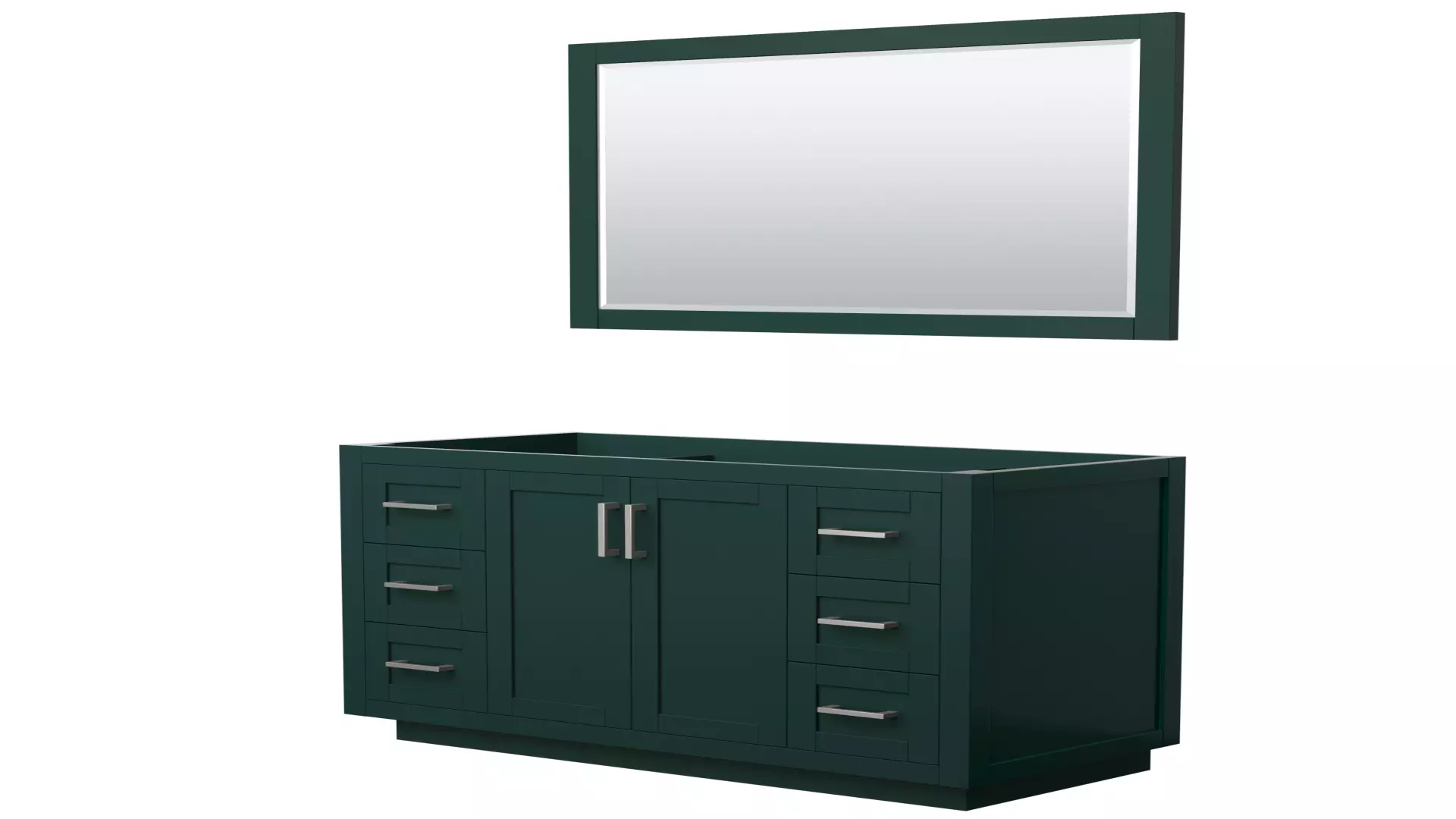 Miranda 48 Inch Single Bathroom Vanity in Green, No Countertop, No Sink, Brushed Nickel Trim, 46 Inch Mirror material