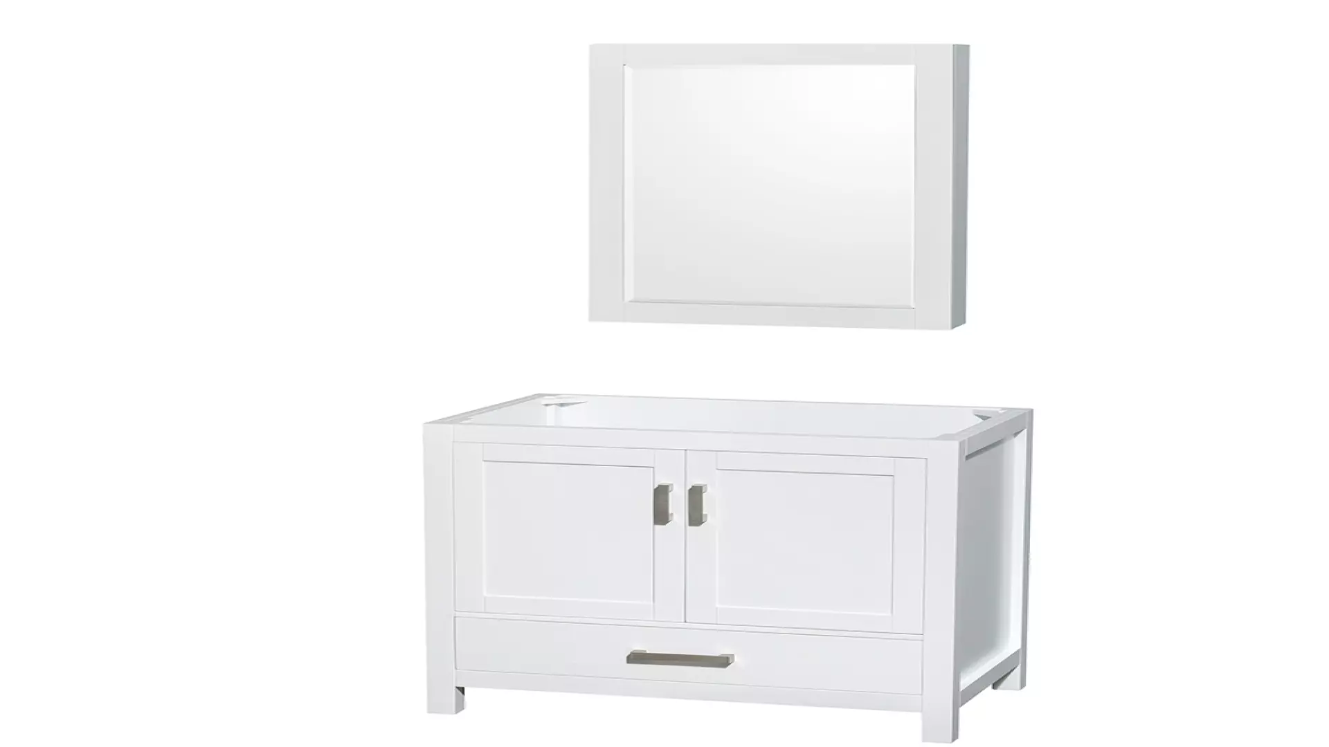 Sheffield 36 Inch Single Bathroom Vanity in White, No Countertop, No Sink, and Medicine Cabinet material