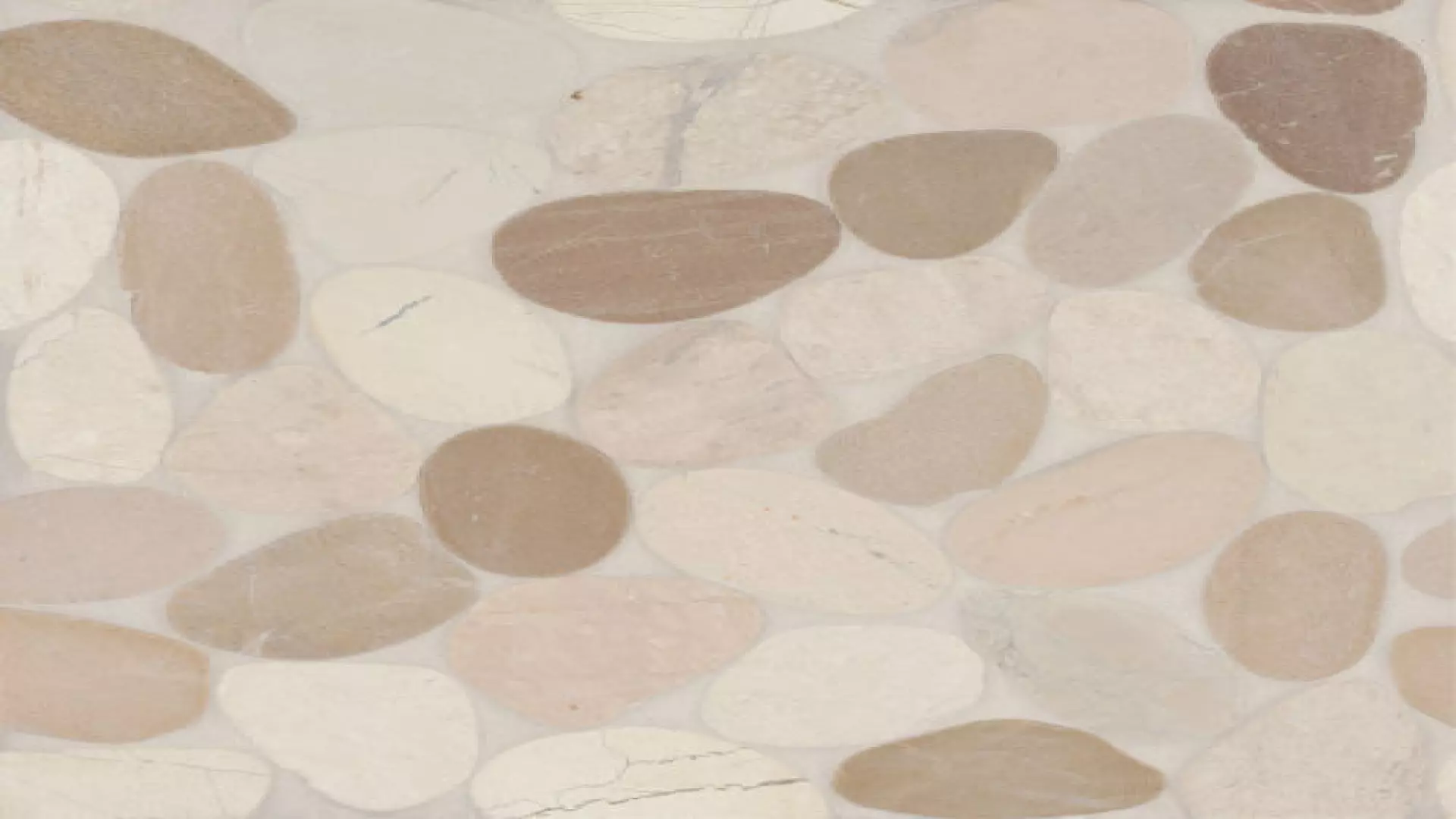 Waterbrook Jumbo Sliced Pebble Mosaic 12" X 12" In White & Tan material