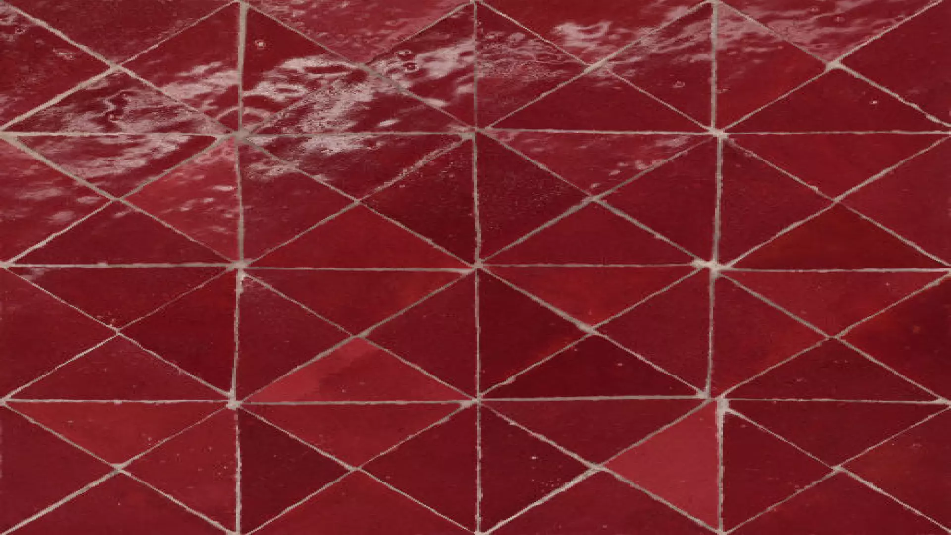 Zagora Triangle Glossy Zellige Mosaic Tile In Rouge material