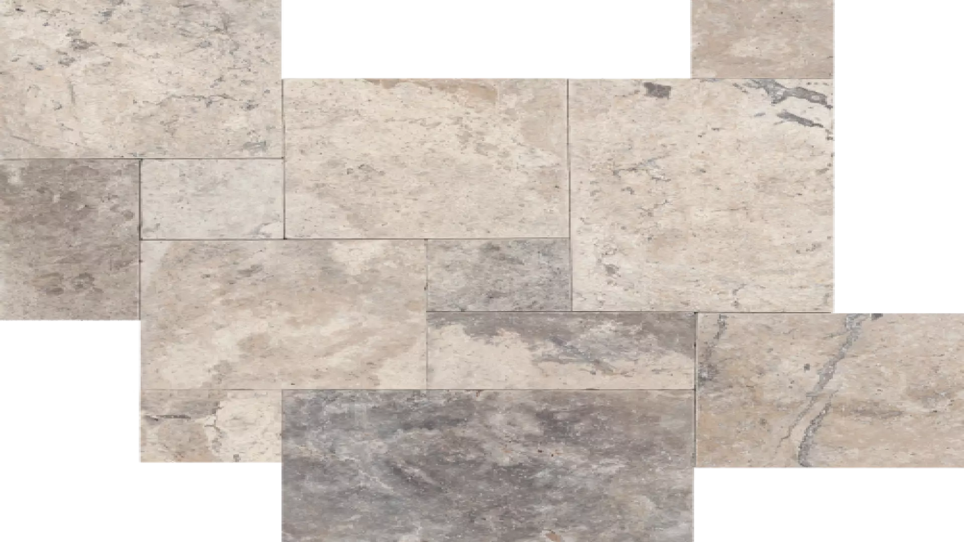 Silver Cream Tumbled Travertine Paver Set - 3 cm material