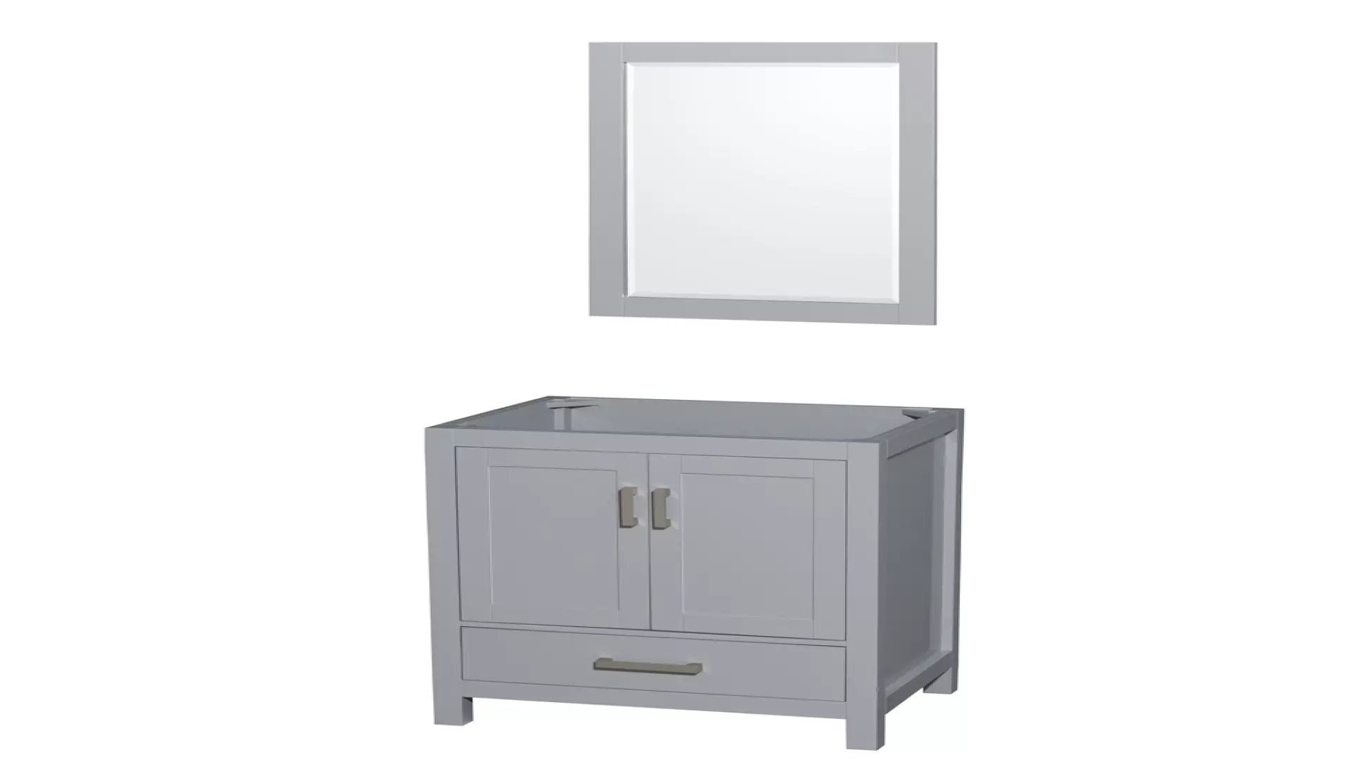 Sheffield 30 Inch Single Bathroom Vanity in Gray, No Countertop, No Sink, and 24 Inch Mirror material