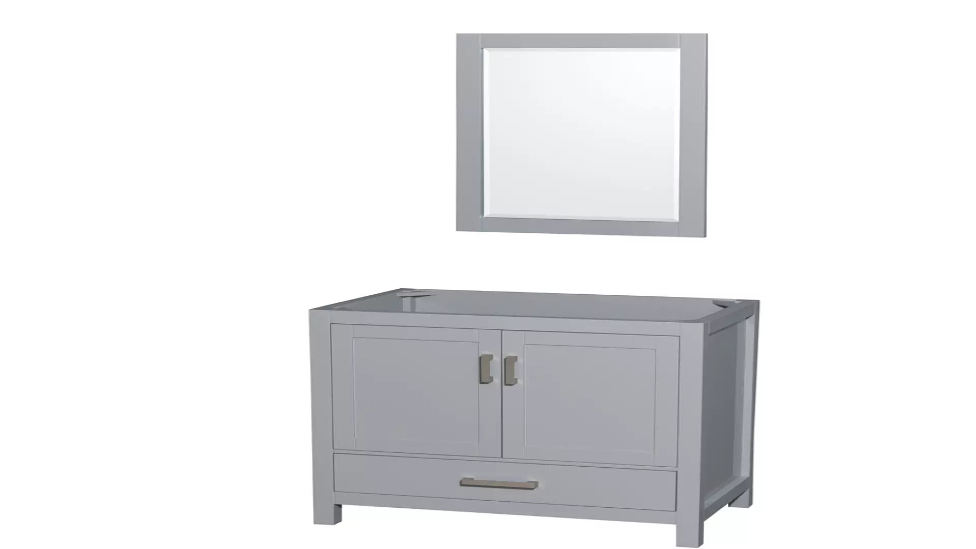 Sheffield 36 Inch Single Bathroom Vanity in Gray, No Countertop, No Sink, and 24 Inch Mirror material