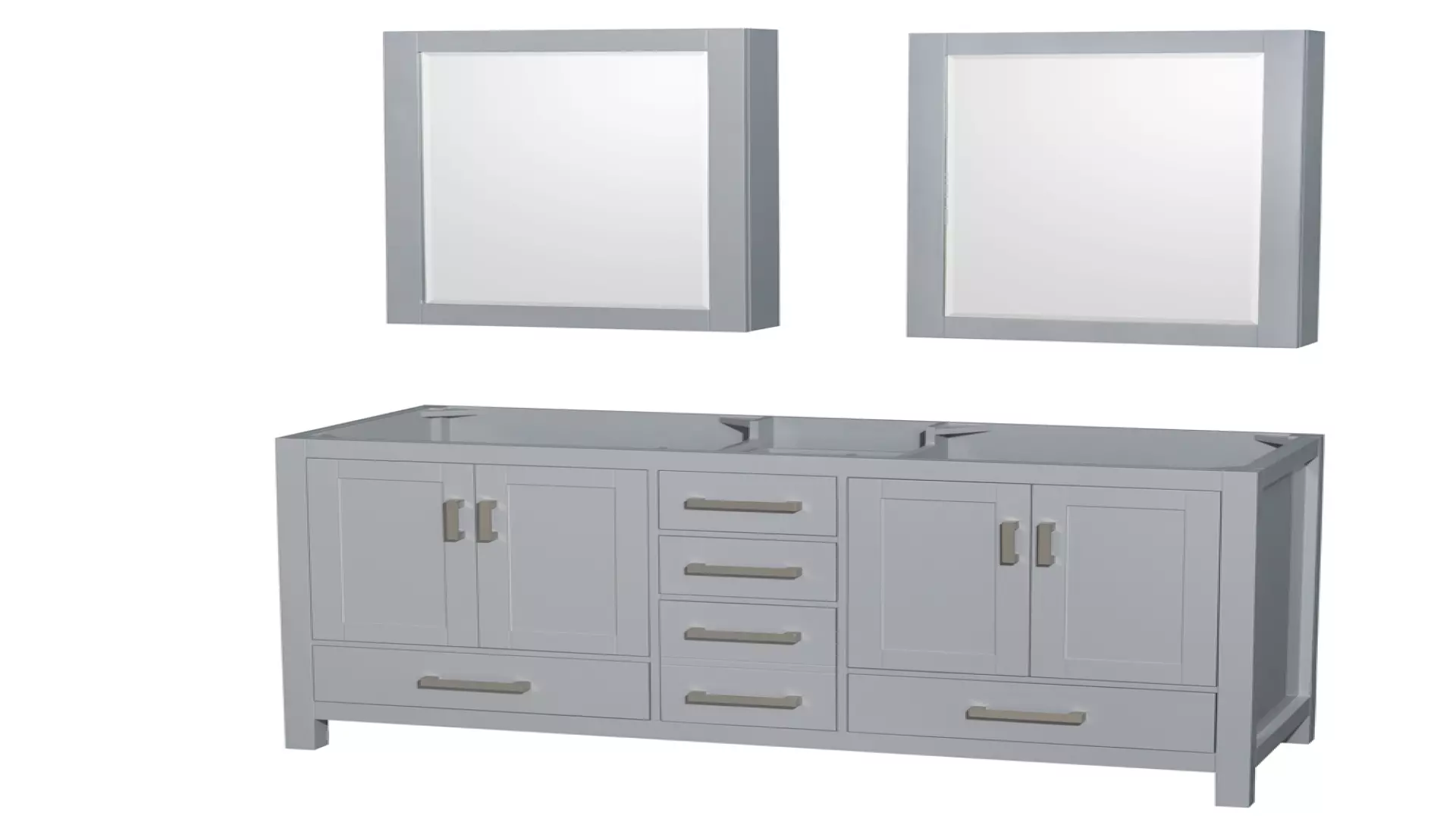 Sheffield 60 Inch Double Bathroom Vanity in Gray, No Countertop, No Sinks, and Medicine Cabinets material