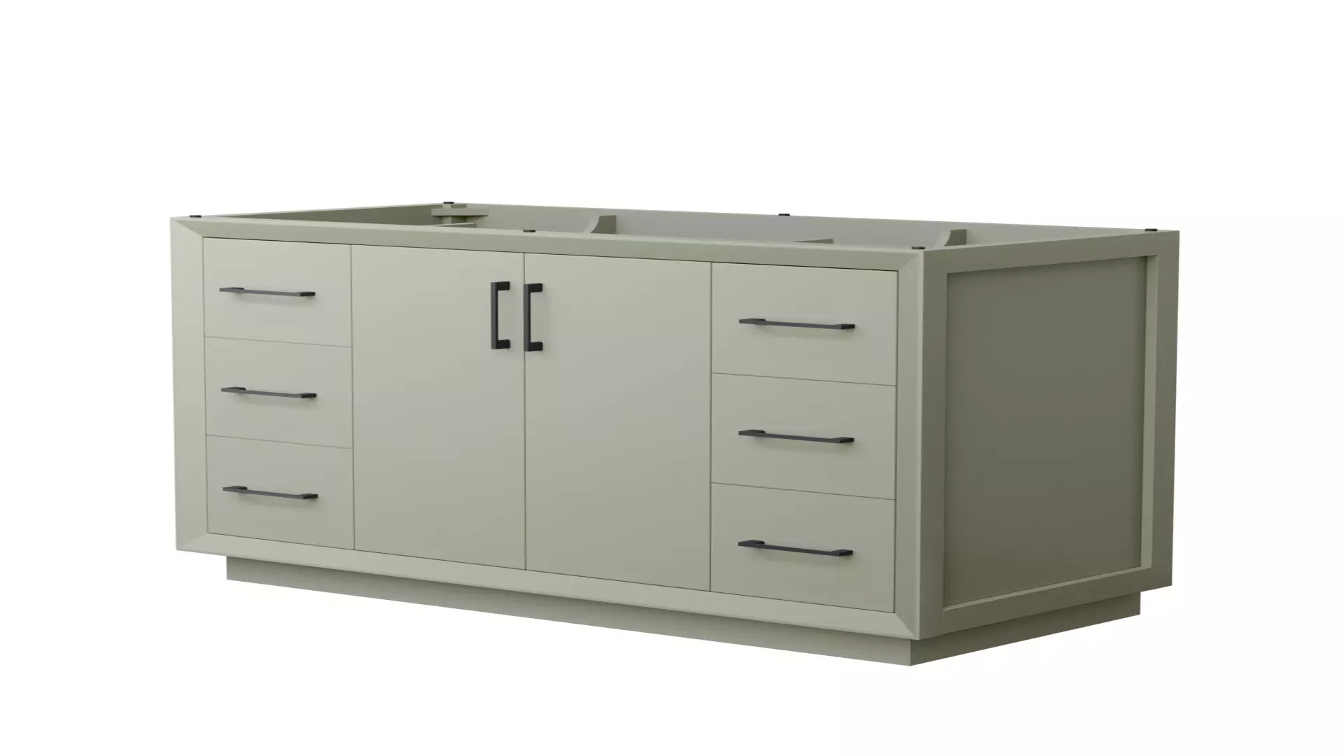 Strada 48 Inch Single Bathroom Vanity in Light Green, No Countertop, No Sink, Matte Black Trim material
