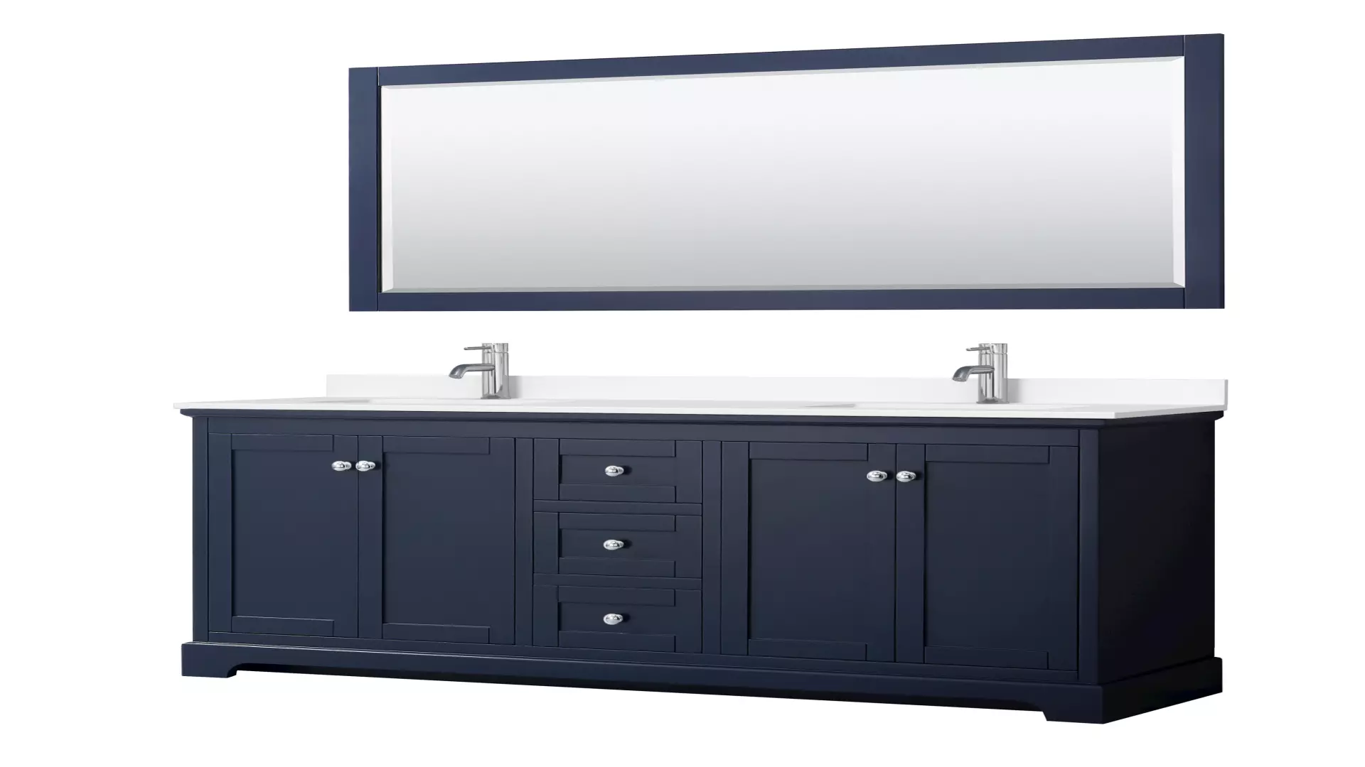 Avery 72 Inch Double Bathroom Vanity in Dark Blue, White Cultured Marble Countertop, Undermount Square Sinks, Polished Chrome Trim, 70 Inch Mirror material
