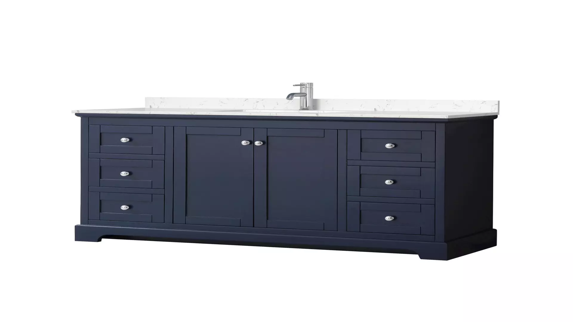 Avery 60 Inch Single Bathroom Vanity in Dark Blue, Carrara Cultured Marble Countertop, Undermount Square Sink, Polished Chrome Trim material