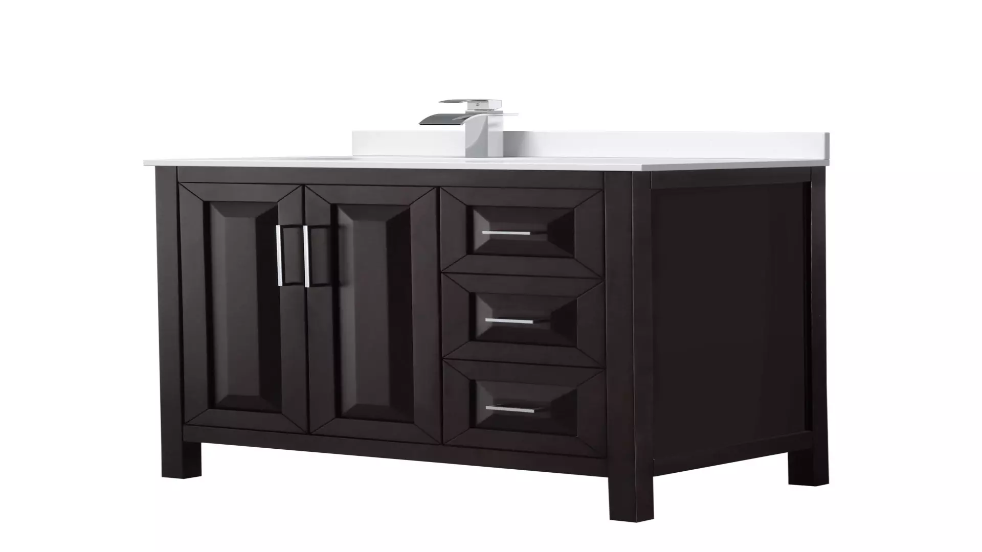 Daria 36 Inch Single Bathroom Vanity in Dark Espresso, White Cultured Marble Countertop, Undermount Square Sink, Polished Chrome Trim material