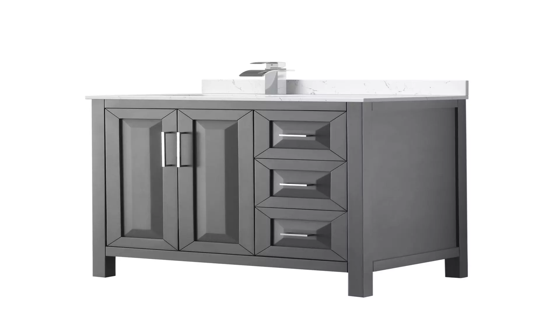Daria 36 Inch Single Bathroom Vanity in Dark Gray, Carrara Cultured Marble Countertop, Undermount Square Sink, Polished Chrome Trim material