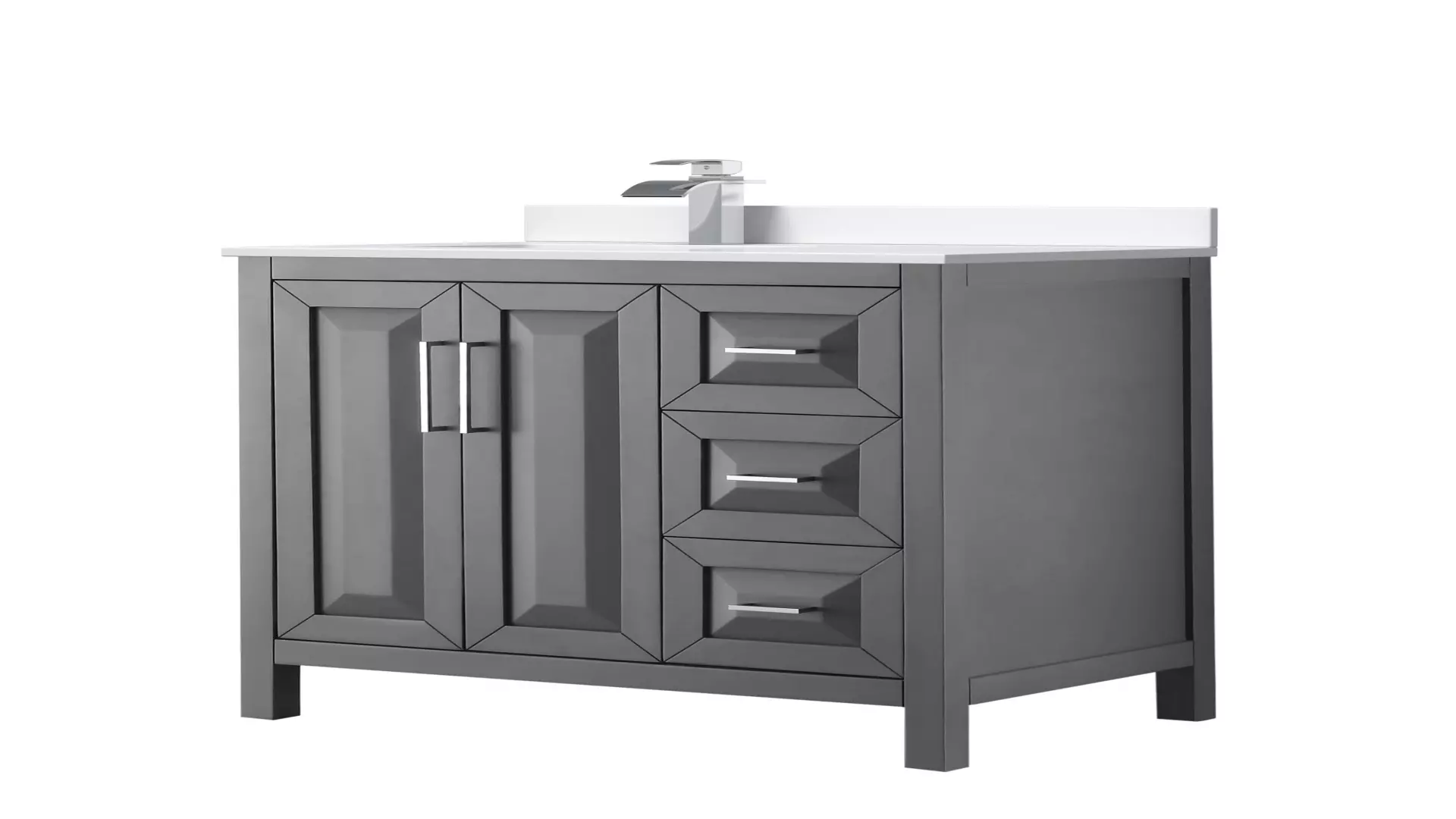 Daria 36 Inch Single Bathroom Vanity in Dark Gray, White Cultured Marble Countertop, Undermount Square Sink, Polished Chrome Trim material
