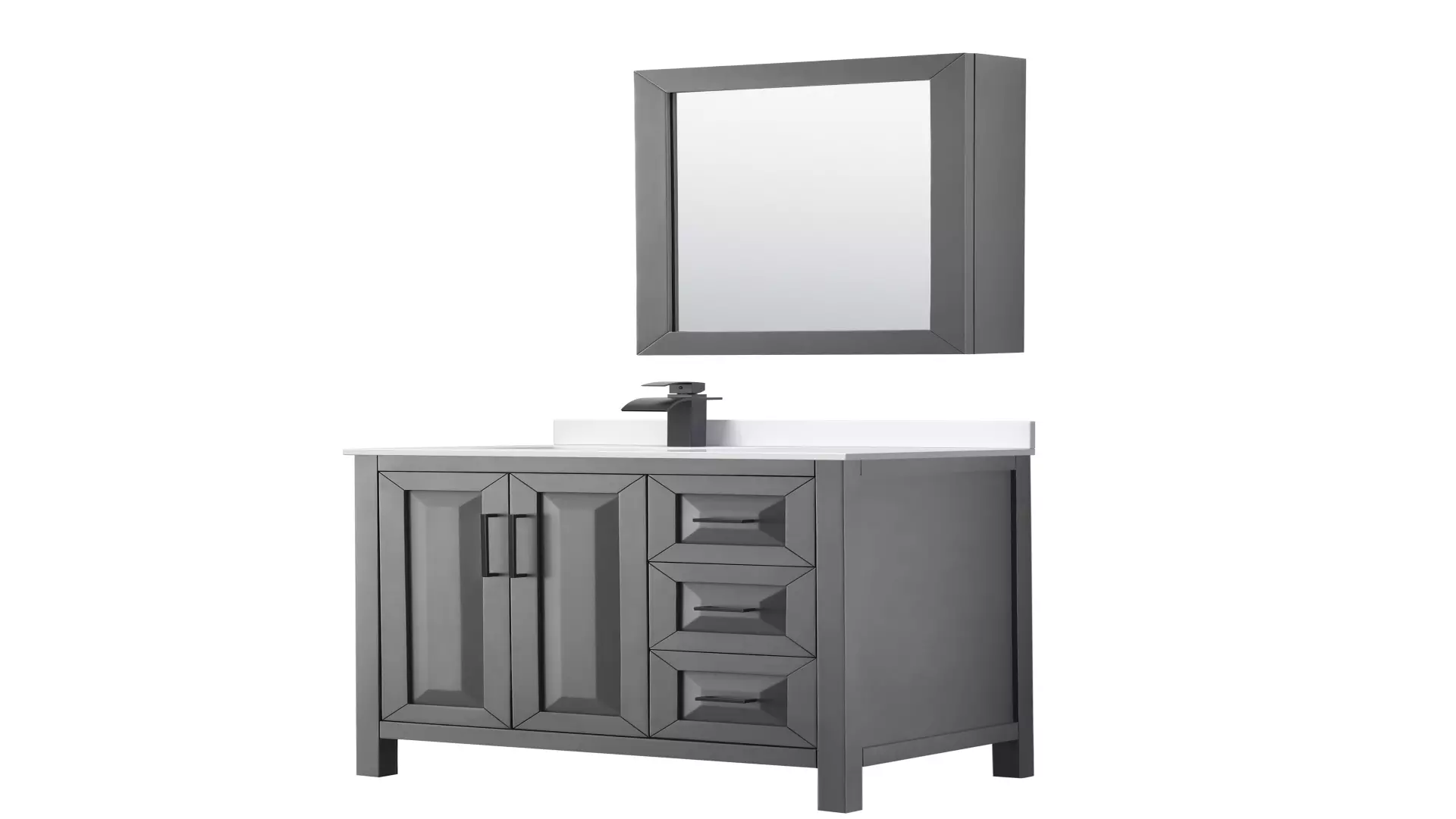 Daria 36 Inch Single Bathroom Vanity in Dark Gray, White Cultured Marble Countertop, Undermount Square Sink, Matte Black Trim, Medicine Cabinet material