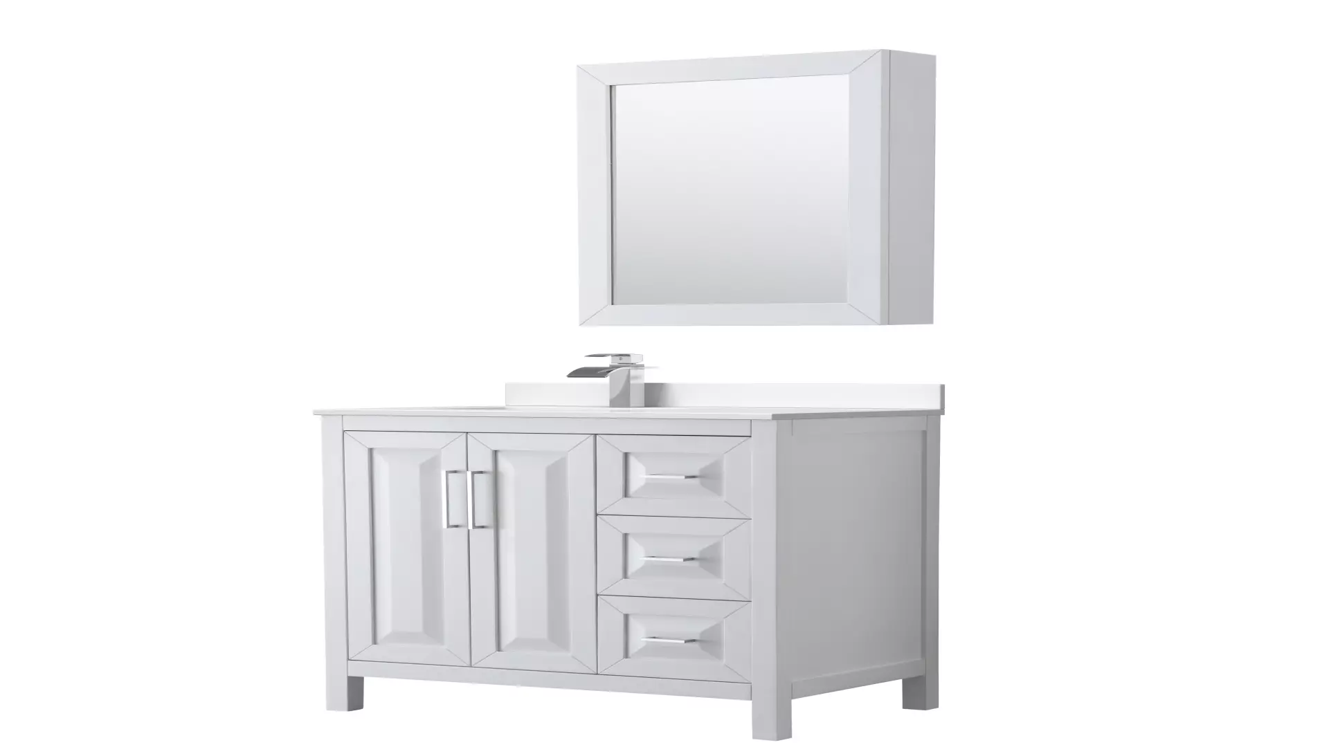 Daria 36 Inch Single Bathroom Vanity in White, Carrara Cultured Marble Countertop, Undermount Square Sink, Polished Chrome Trim, Medicine Cabinet material