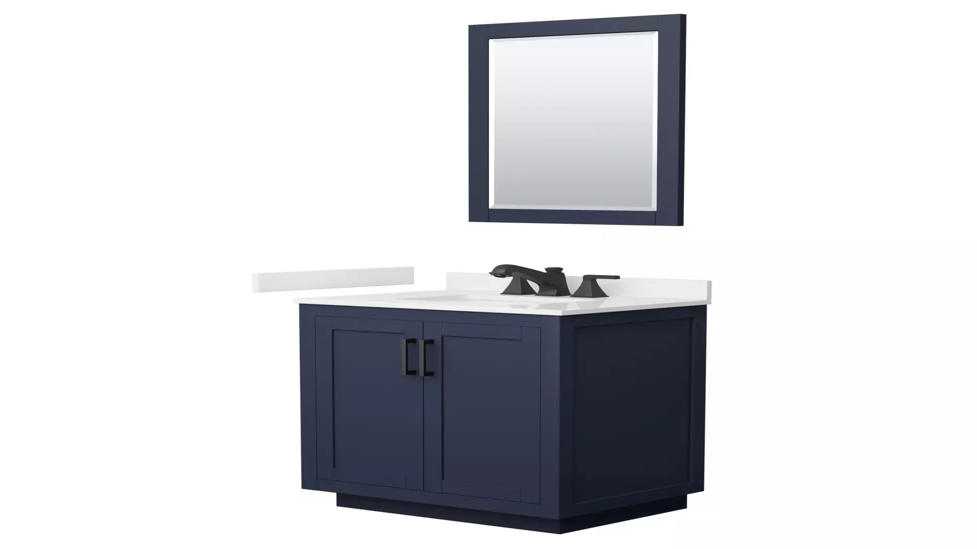 Miranda 30 Inch Single Bathroom Vanity in Dark Blue, White Quartz Countertop, Undermount Square Sink (3-Hole), Matte Black Trim, 24 Inch Mirror material