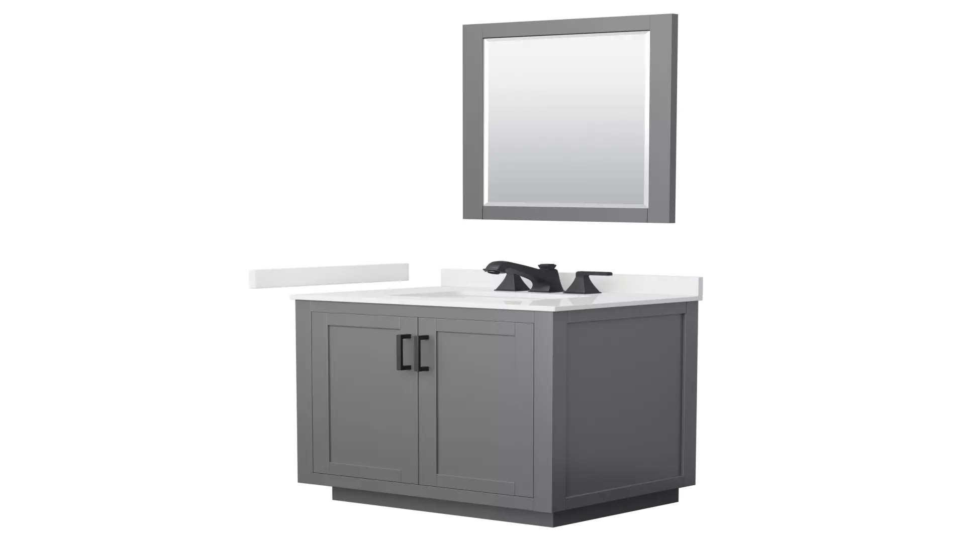 Miranda 30 Inch Single Bathroom Vanity in Dark Gray, White Quartz Countertop, Undermount Square Sink (3-Hole), Matte Black Trim, 24 Inch Mirror material