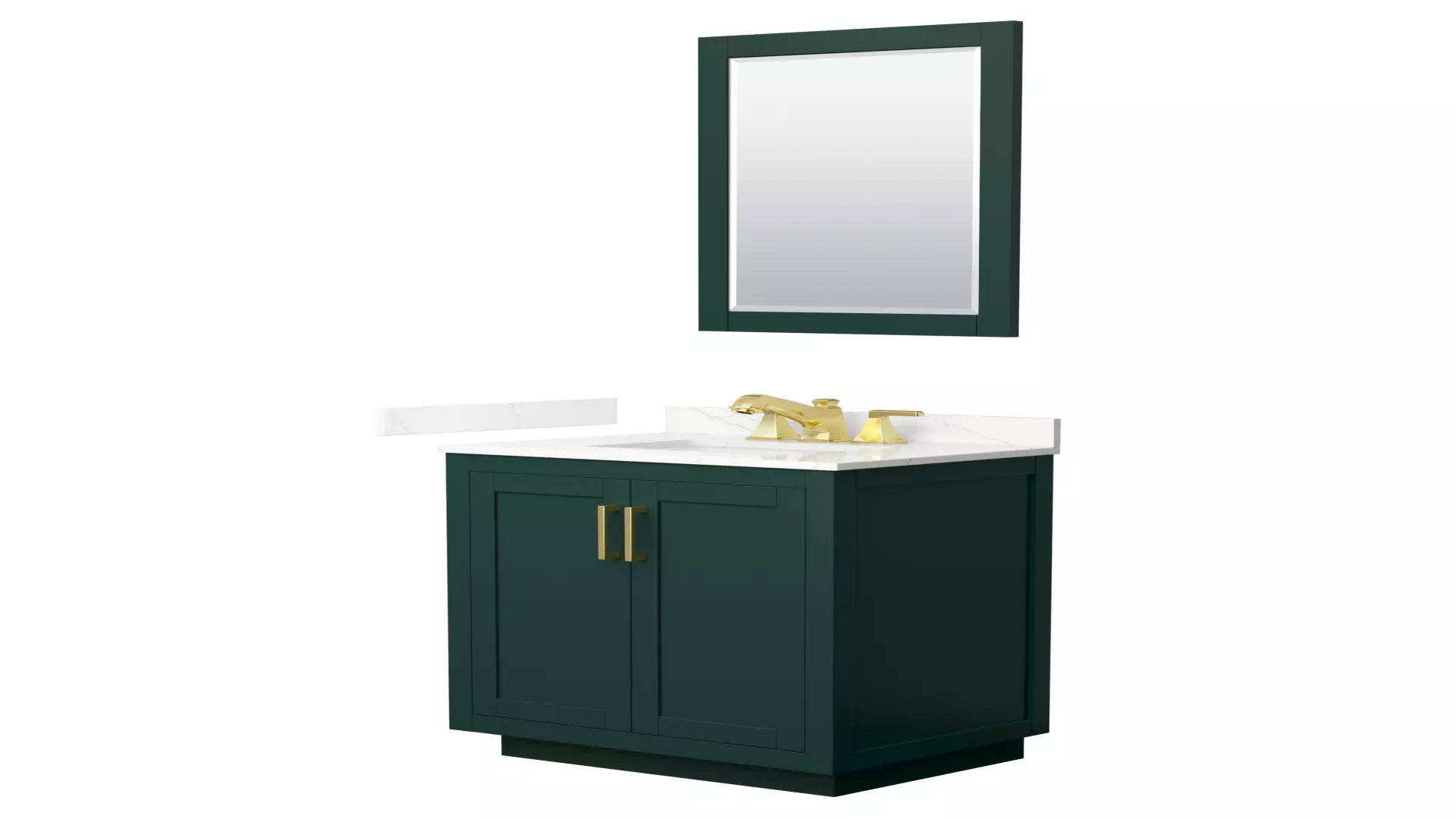 Miranda 30 Inch Single Bathroom Vanity in Green, Giotto Quartz Countertop, Undermount Square Sink (3-Hole), Brushed Gold Trim, 24 Inch Mirror material