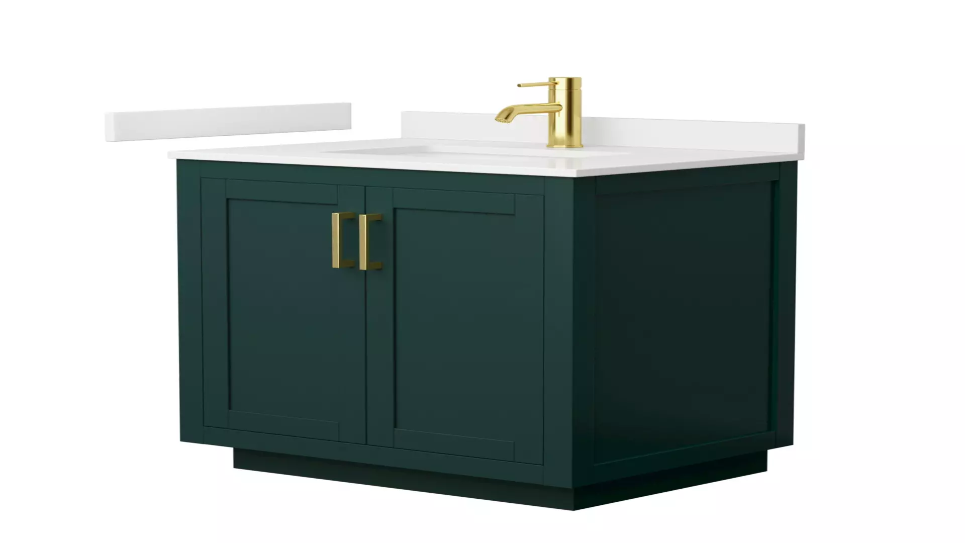 Miranda 30 Inch Single Bathroom Vanity in Green, White Quartz Countertop, Undermount Square Sink (1-Hole), Brushed Gold Trim material
