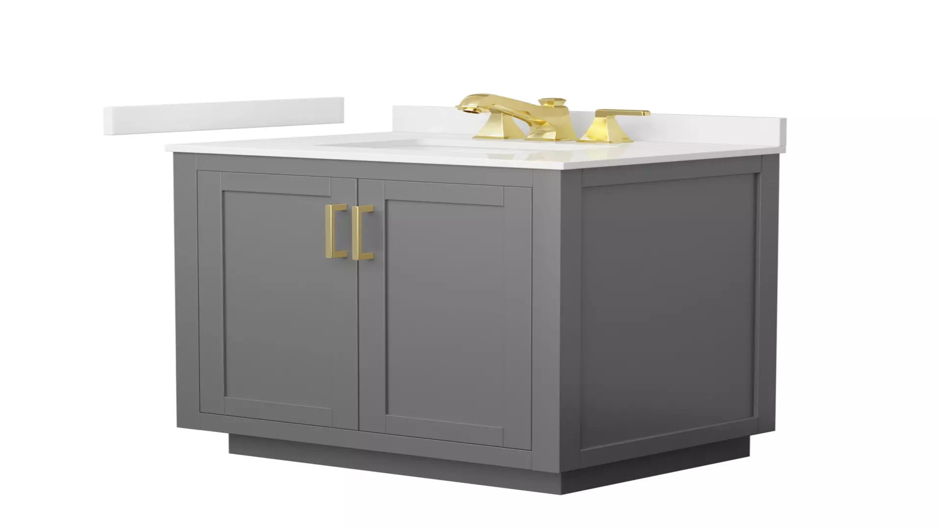 Miranda 30 Inch Single Bathroom Vanity in Dark Gray, White Quartz Countertop, Undermount Square Sink (3-Hole), Brushed Gold Trim material