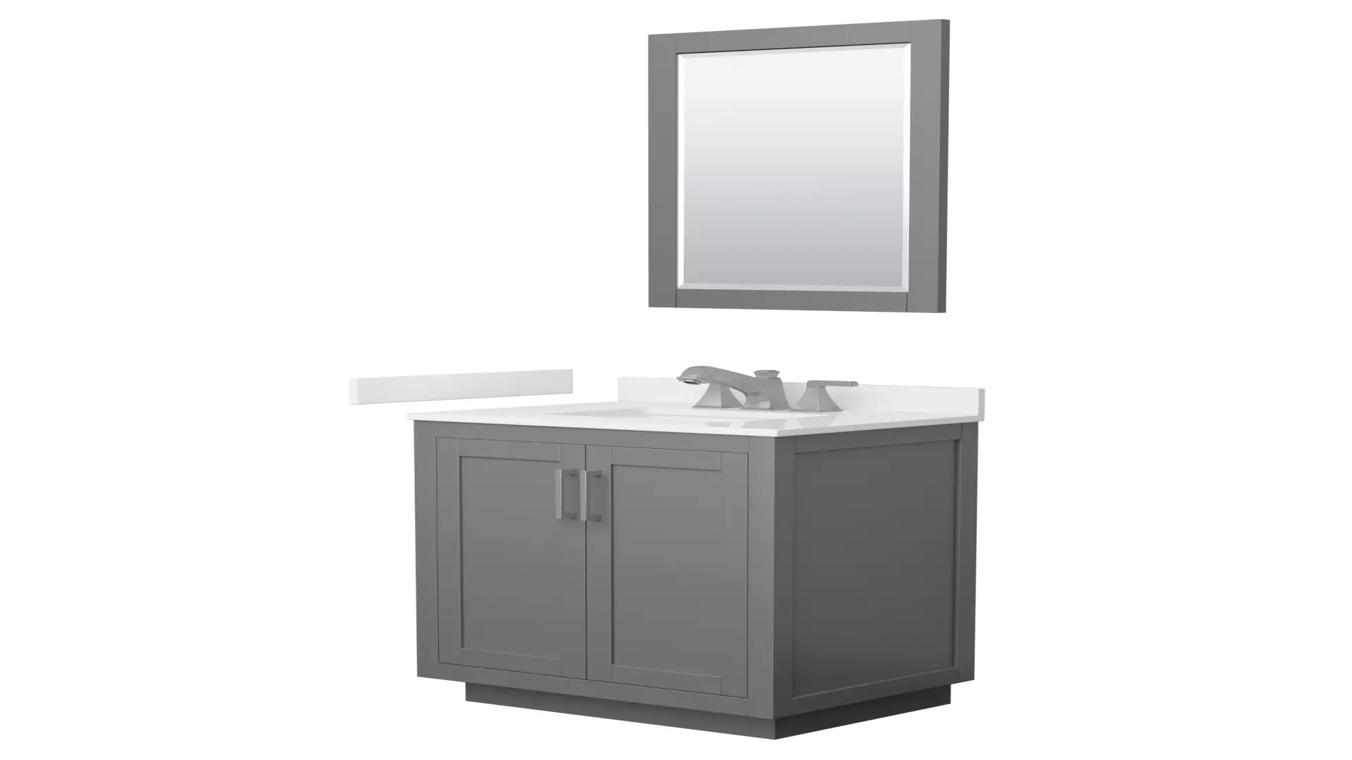 Miranda 30 Inch Single Bathroom Vanity in Dark Gray, White Quartz Countertop, Undermount Square Sink (3-Hole), Brushed Nickel Trim, 24 Inch Mirror material