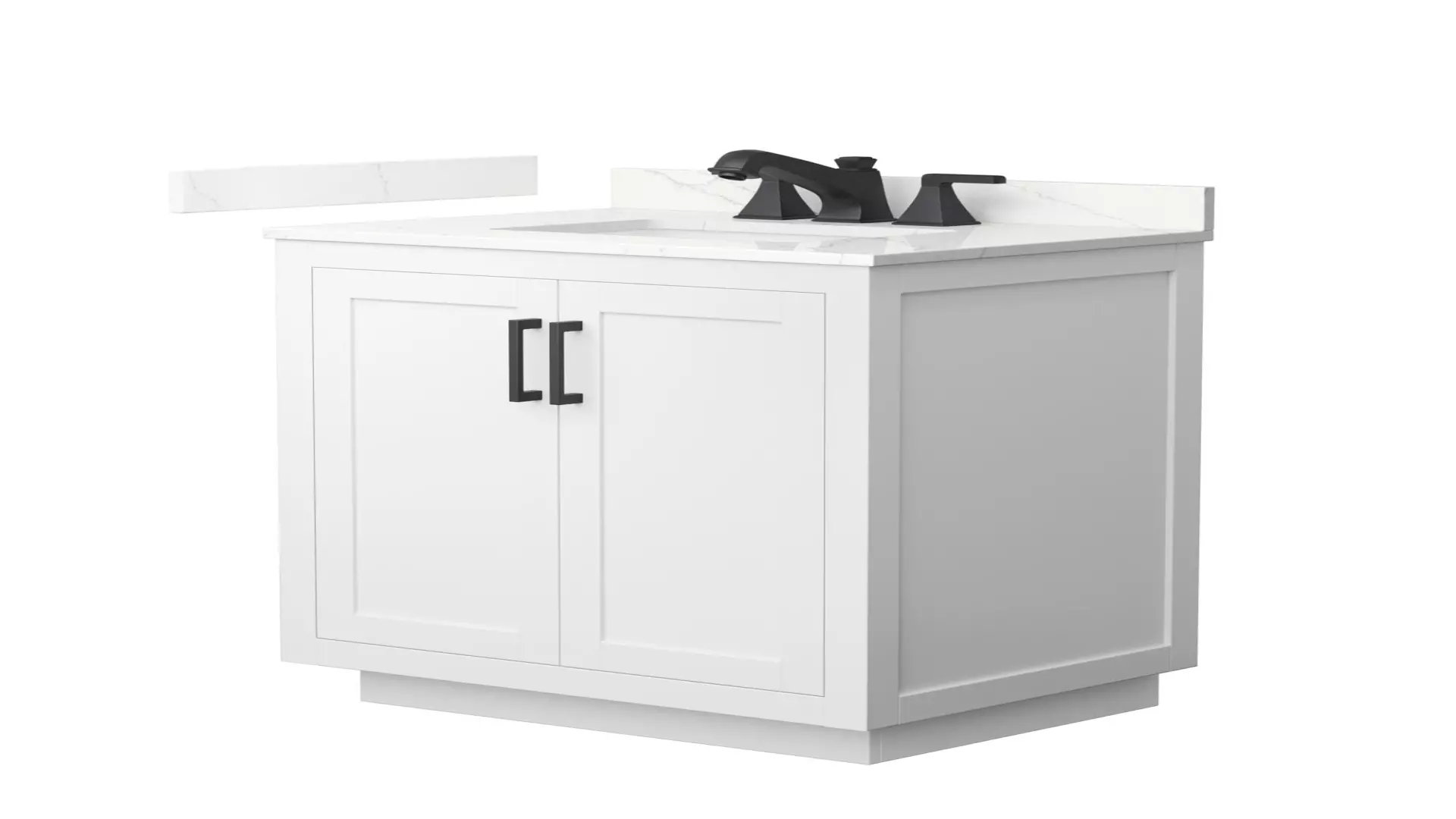 Miranda 30 Inch Single Bathroom Vanity in White, Giotto Quartz Countertop, Undermount Square Sink (3-Hole), Matte Black Trim material