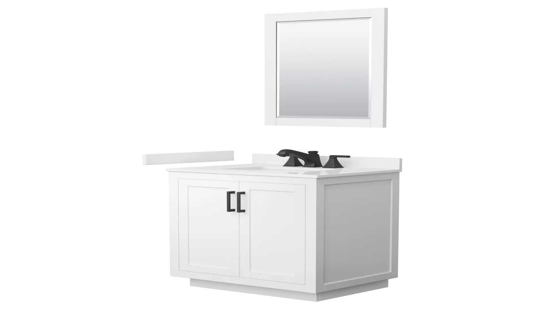 Miranda 30 Inch Single Bathroom Vanity in White, White Quartz Countertop, Undermount Square Sink (3-Hole), Matte Black Trim, 24 Inch Mirror material