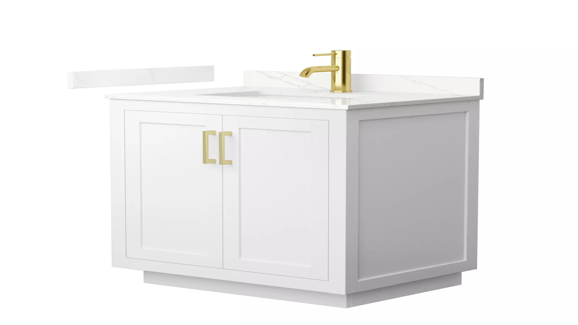 Miranda 30 Inch Single Bathroom Vanity in White, Giotto Quartz Countertop, Undermount Square Sink (1-Hole), Brushed Gold Trim material