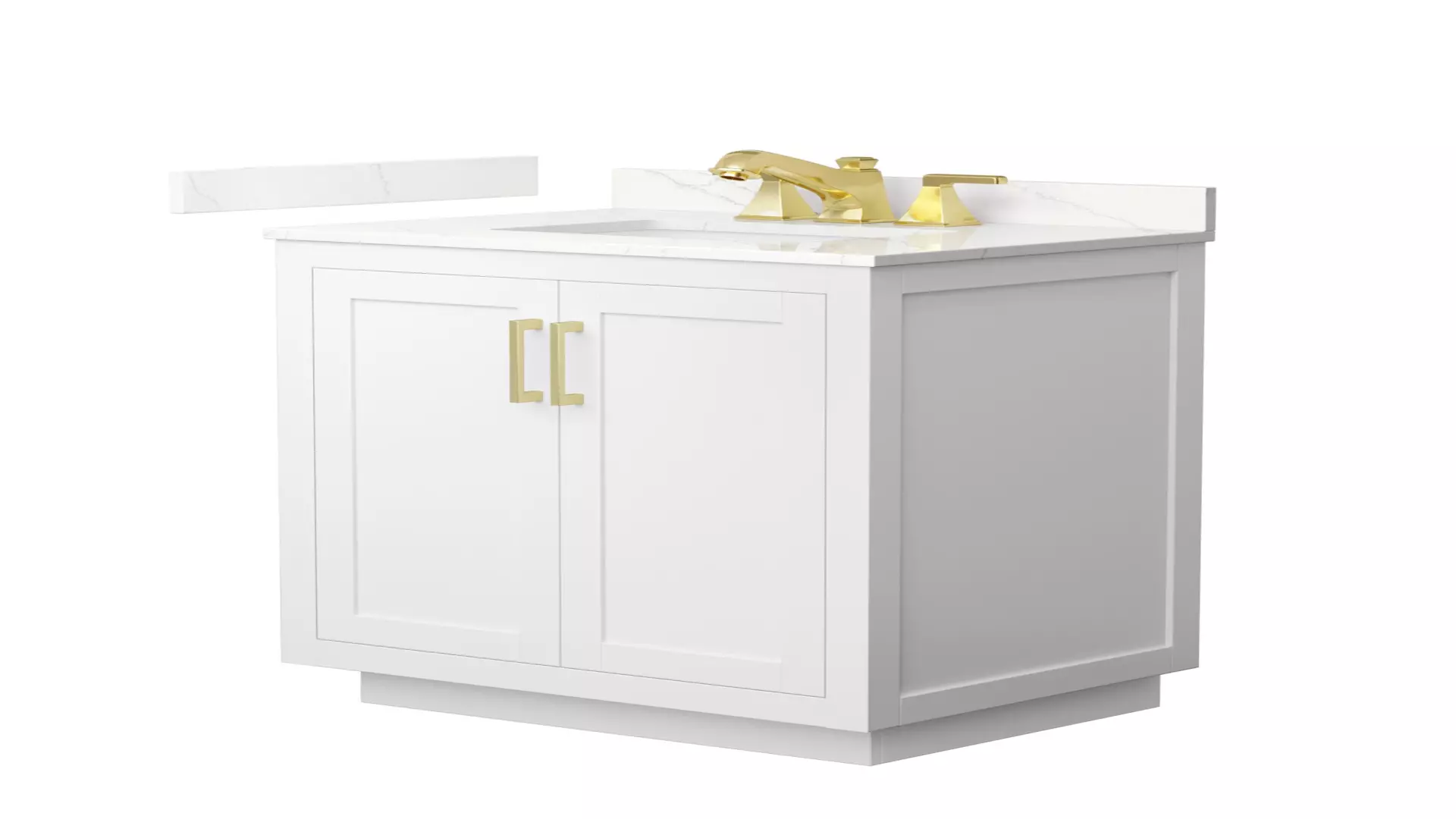 Miranda 30 Inch Single Bathroom Vanity in White, Giotto Quartz Countertop, Undermount Square Sink (3-Hole), Brushed Gold Trim material