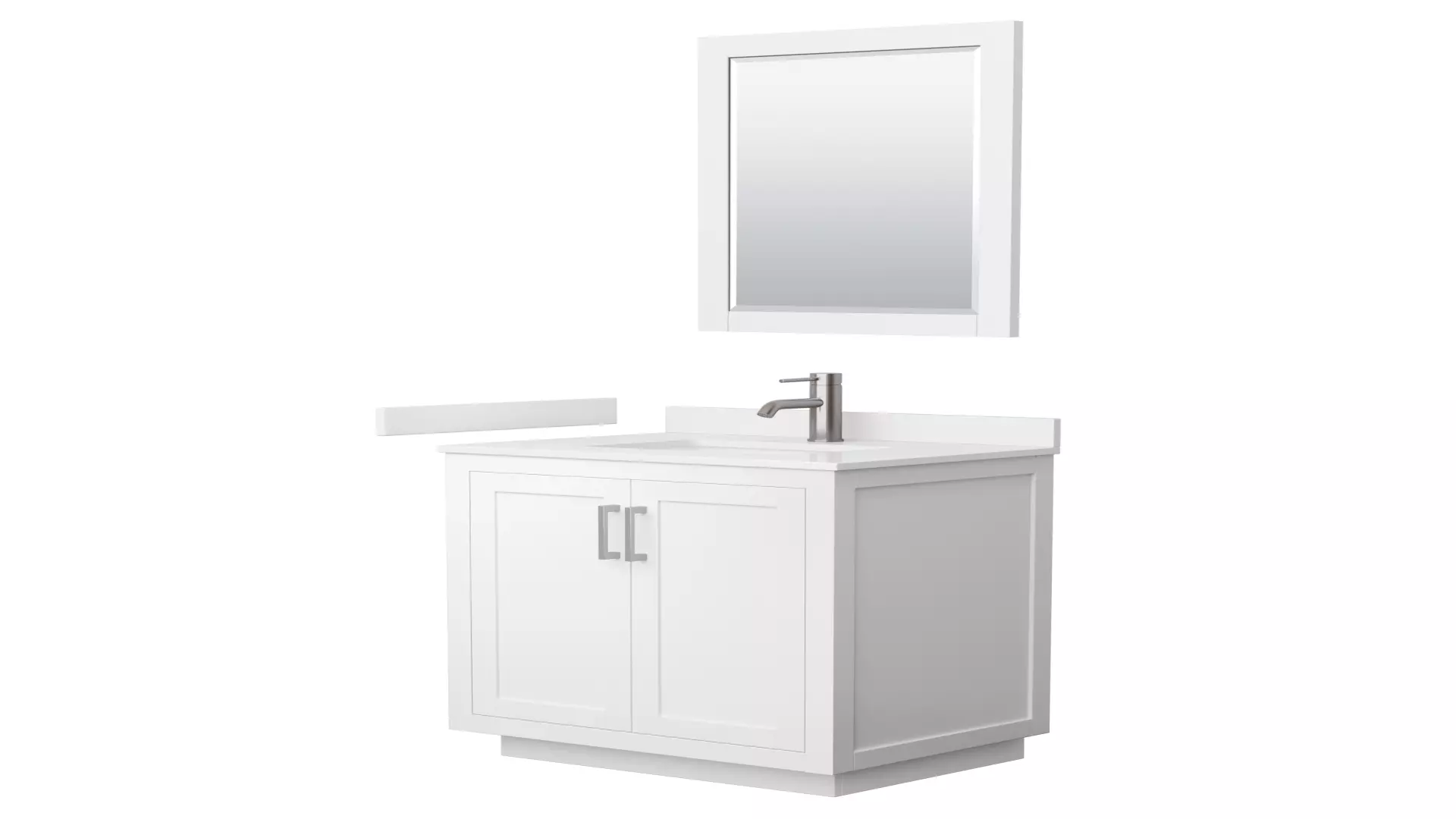 Miranda 30 Inch Single Bathroom Vanity in White, White Quartz Countertop, Undermount Square Sink (1-Hole), Brushed Nickel Trim, 24 Inch Mirror material