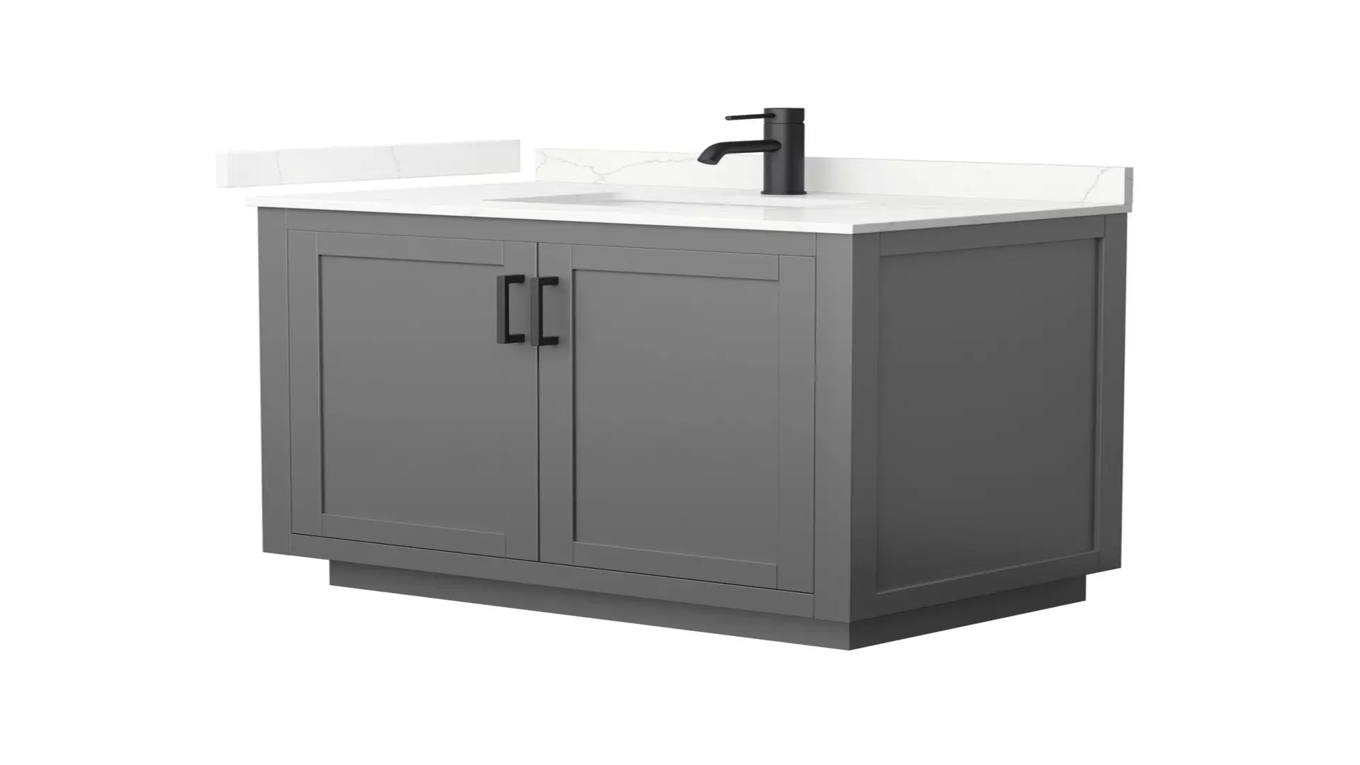 Miranda 36 Inch Single Bathroom Vanity in Dark Gray, Giotto Quartz Countertop, Undermount Square Sink (1-Hole), Matte Black Trim material