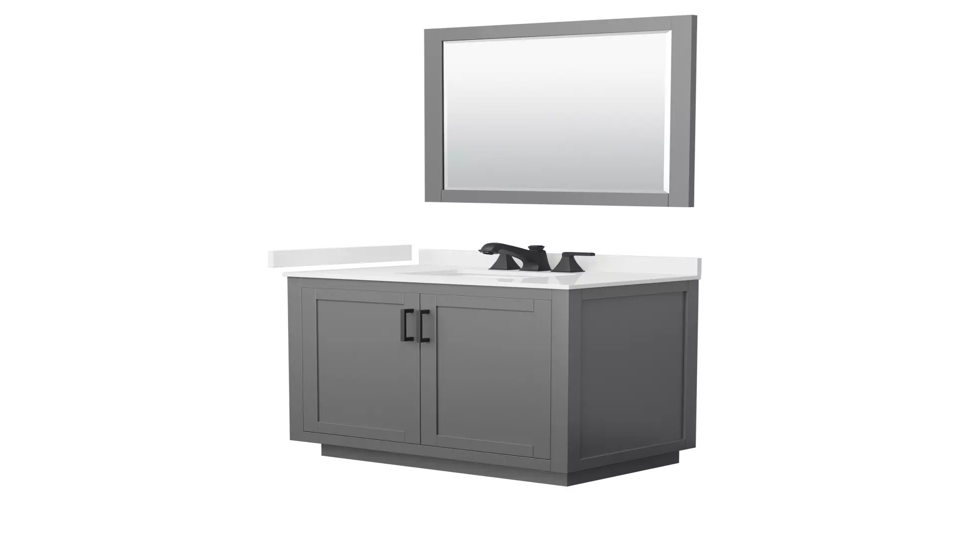 Miranda 36 Inch Single Bathroom Vanity in Dark Gray, White Quartz Countertop, Undermount Square Sink (3-Hole), Matte Black Trim, 34 Inch Mirror material