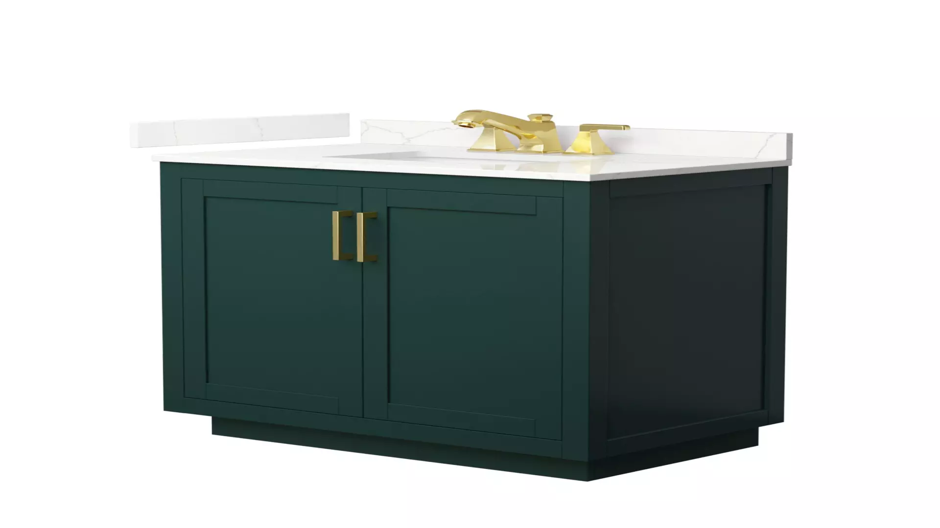Miranda 36 Inch Single Bathroom Vanity in Green, Giotto Quartz Countertop, Undermount Square Sink (3-Hole), Brushed Gold Trim material