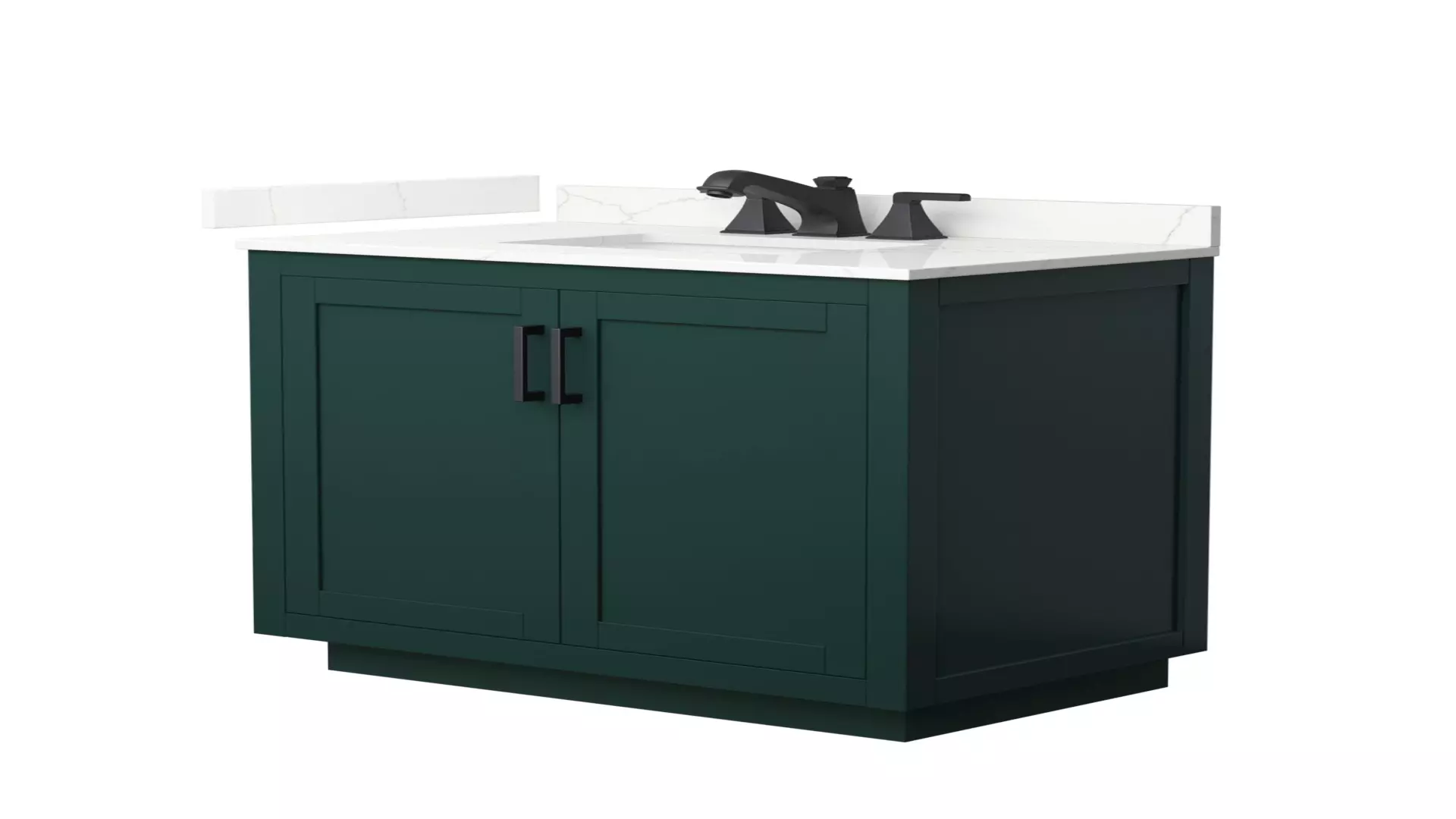 Miranda 36 Inch Single Bathroom Vanity in Green, Giotto Quartz Countertop, Undermount Square Sink (3-Hole), Matte Black Trim material