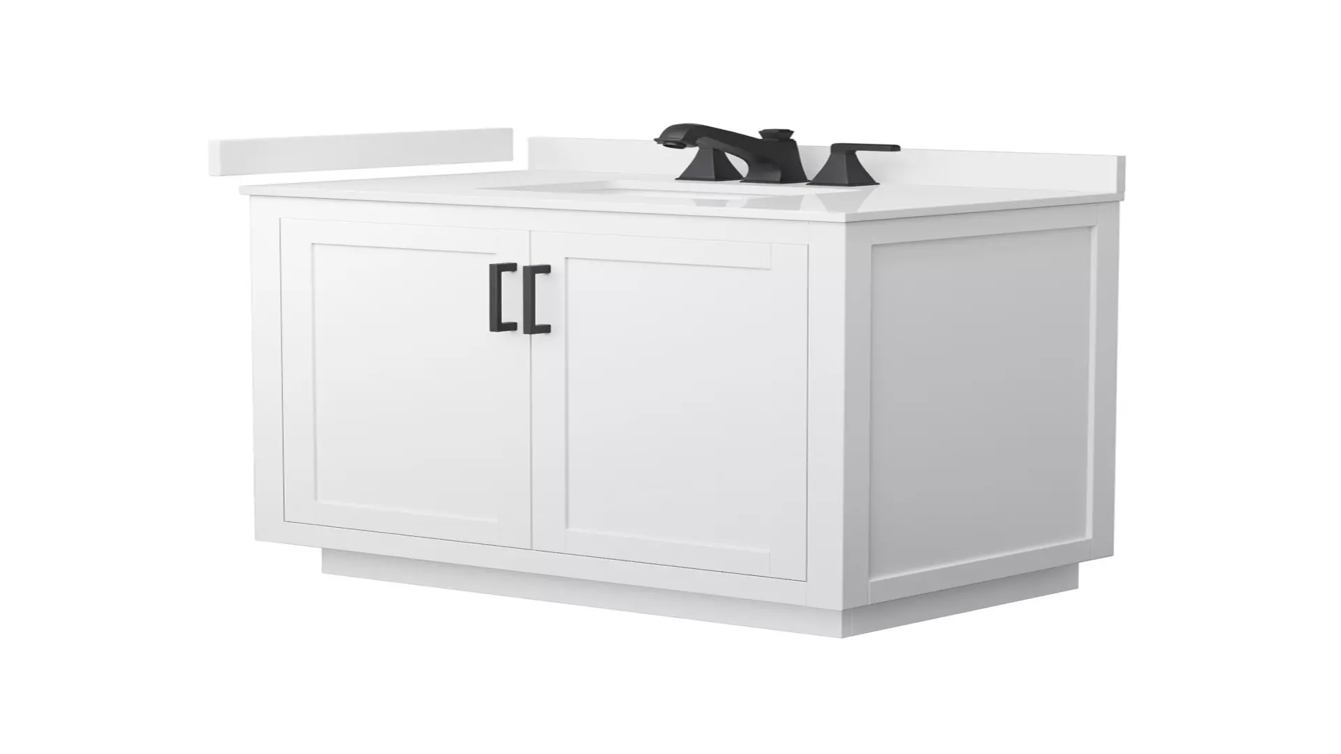 Miranda 36 Inch Single Bathroom Vanity in White, White Quartz Countertop, Undermount Square Sink (3-Hole), Matte Black Trim material