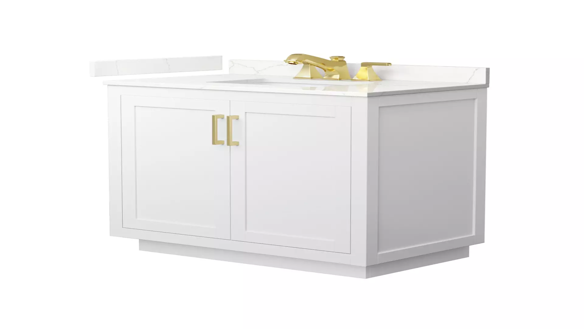 Miranda 36 Inch Single Bathroom Vanity in White, Giotto Quartz Countertop, Undermount Square Sink (3-Hole), Brushed Gold Trim material